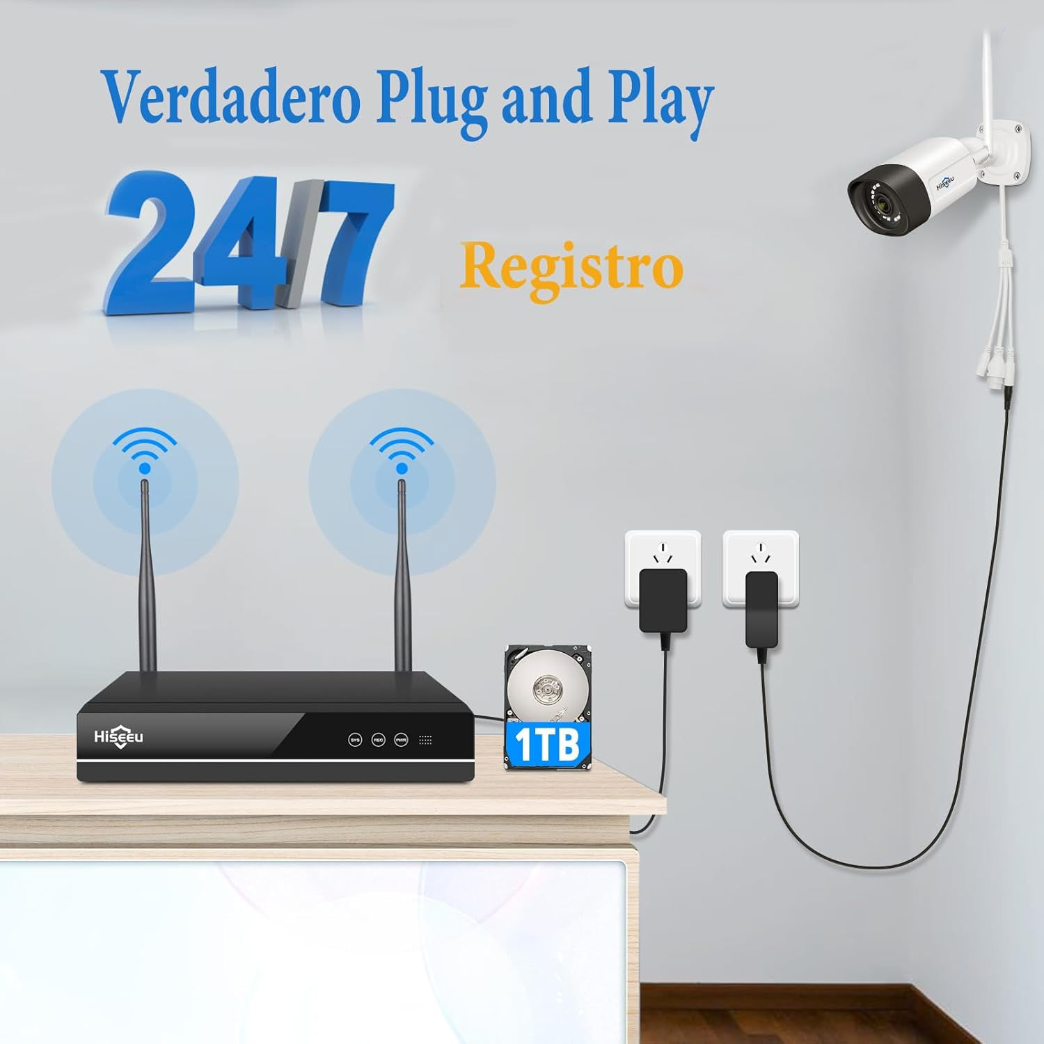 【Wireless Pro,Plug & Play】 Hiseeu 2.5K 5MP Wifi Security Camera System Outdoor,Expandable 16CH 8MP NVR, 1TB Hdd,Spotlight,2 Way Audio, IP66 Waterproof, Motion Alert, DC Power Plug-In, 24/7 Recording image number 6