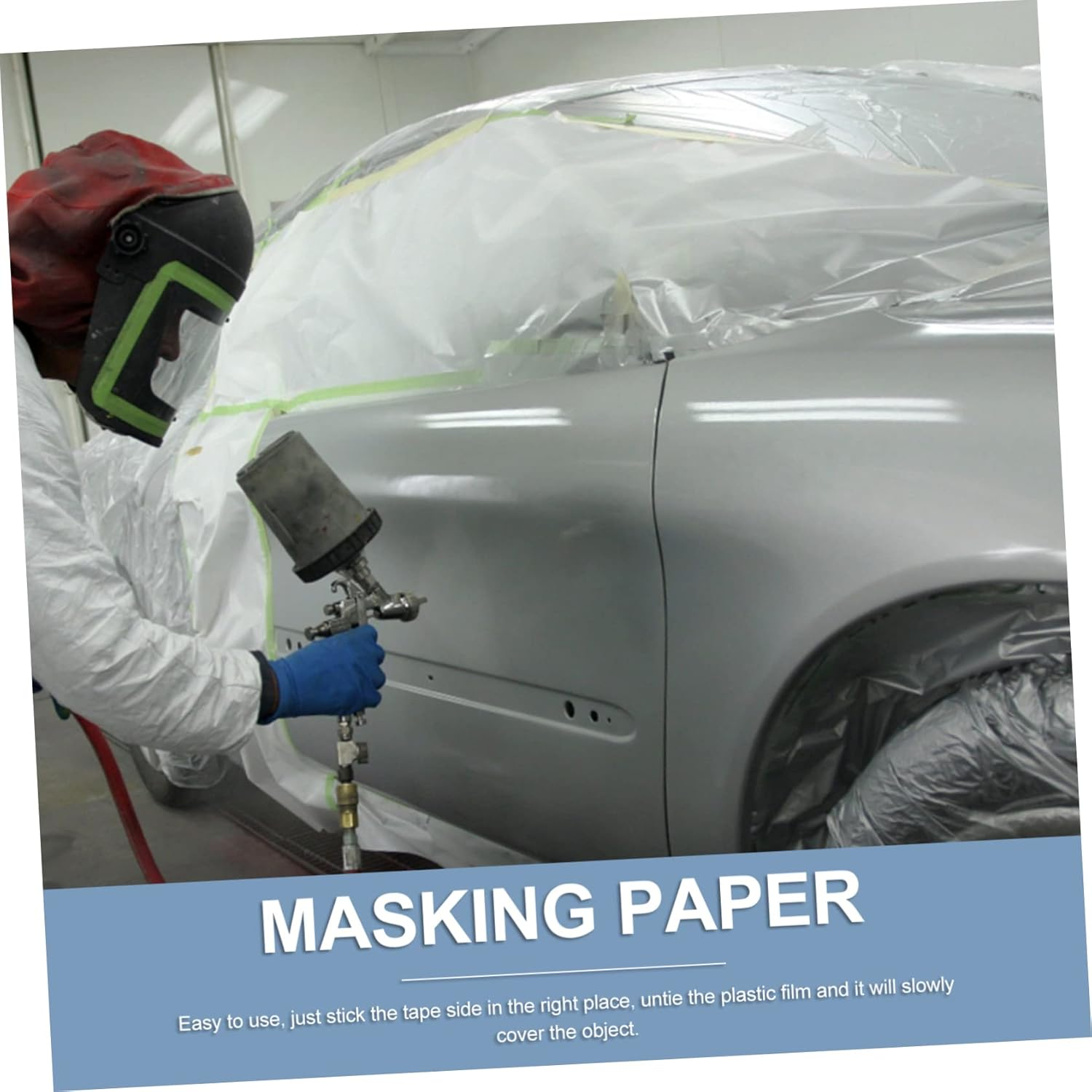 TEHAUX Masking Film Protective Paper for Painting Furniture Car Adhesive Masking Paper for Walls and Surfaces image number 3
