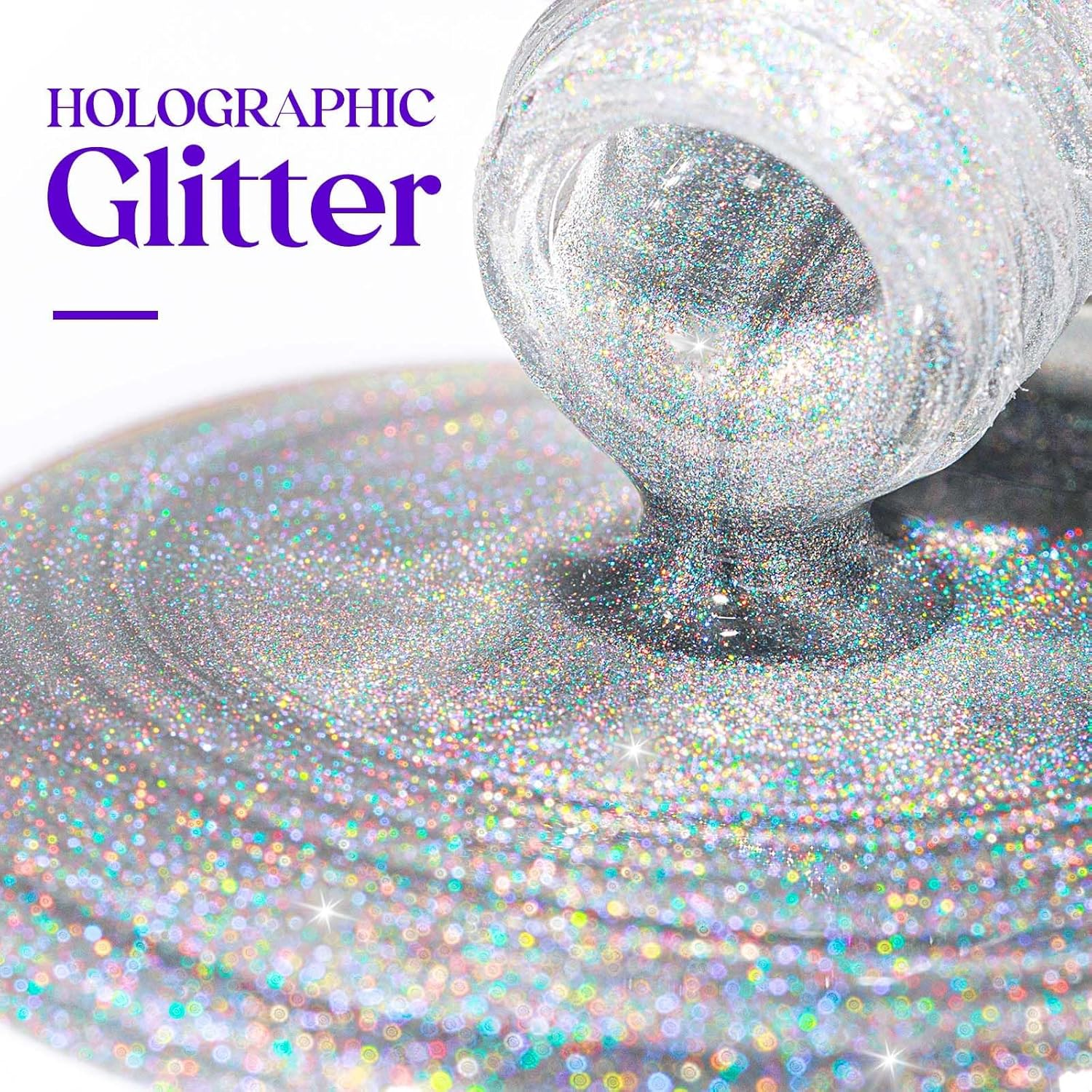 MIZHSE Holographic Nail Polish, Silver Glitter Nail Polish Air Dry Fast, 15 Ml 0.5 Fl Oz High Glossy Shiny Nail Pigment Oil-Based Laser Iridescent Nail Polish Chrome Halo Nail Art Salon Manicure Home image number 1