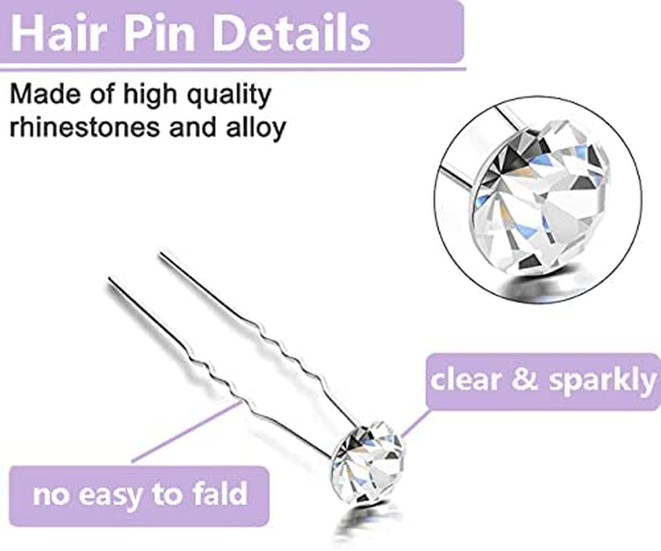 40 Pack Bridal Wedding Hair Pins Rhinestone Hair Clips Accessorie U Shaped Hair Clips Crystal Hair Pins Wedding Hair Accessories for Women and Girls image number 1