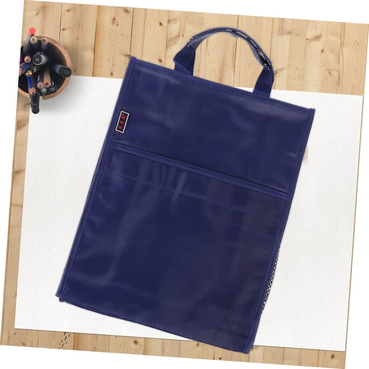FUNNETOYU Oxford Document Organizer File Pouch Handle, Large Capacity Three-Layer File Bag, Dark Blue Student School Tutorial Carrying Tote image number 4