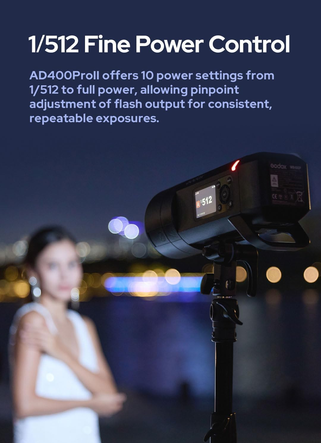 Godox Ad400Pro II 400Ws All-In-One Outdoor Flash, GODOX AD400 Pro II TTL Portable Wireless Strobe Monolight,460 Full Power Pops,0.01&ndash;1S Recycle,1/8000S HSS,30W Bi-Color Led,&plusmn;75K Stable Color image number 6