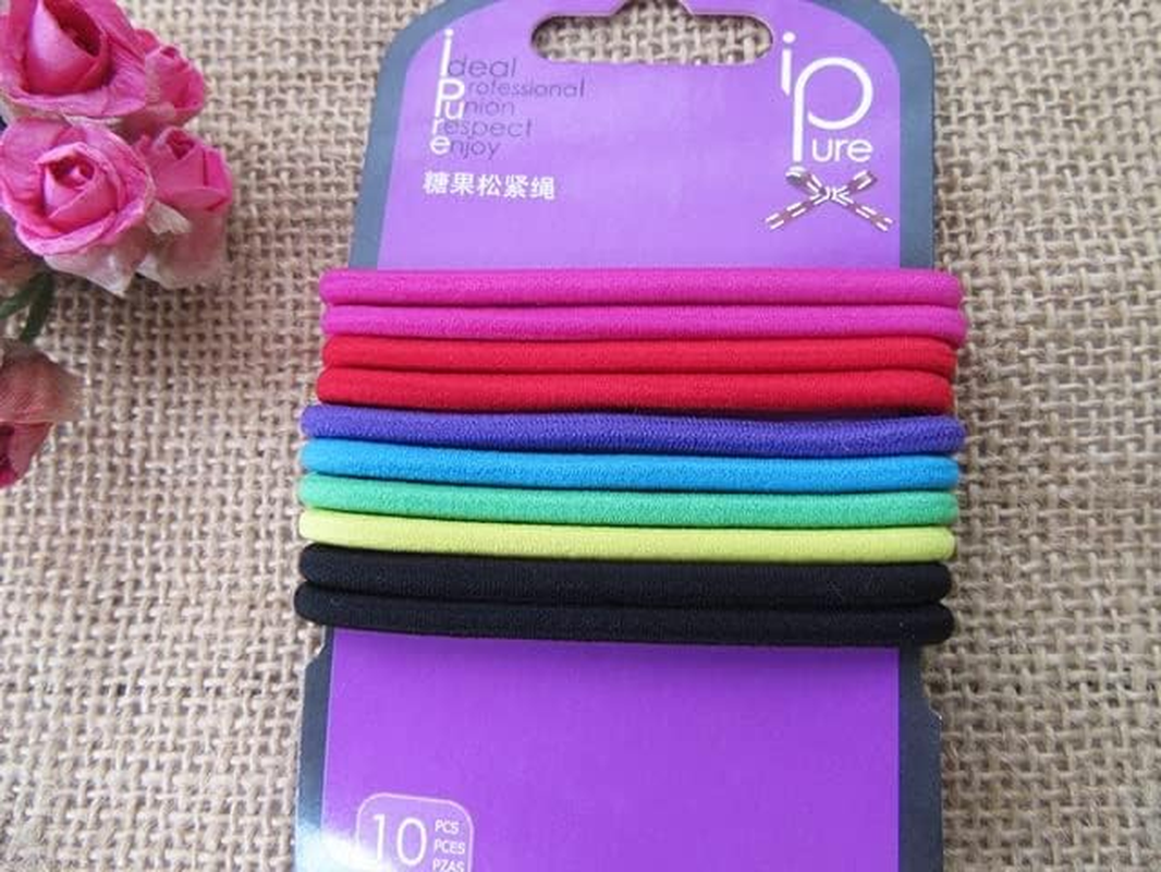 6Packsx 10Pcs Elastic Slim Hair Band Ponytail Holders Hair Tie M