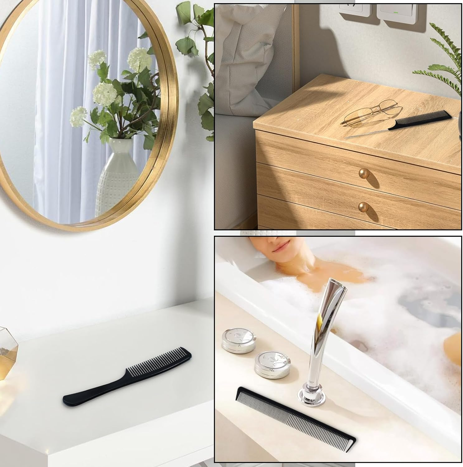 4 Pcs Hair Comb Set for Teasing and Parting, Styling Comb Professional Fine Tooth Hair Combs for Women and Man image number 3