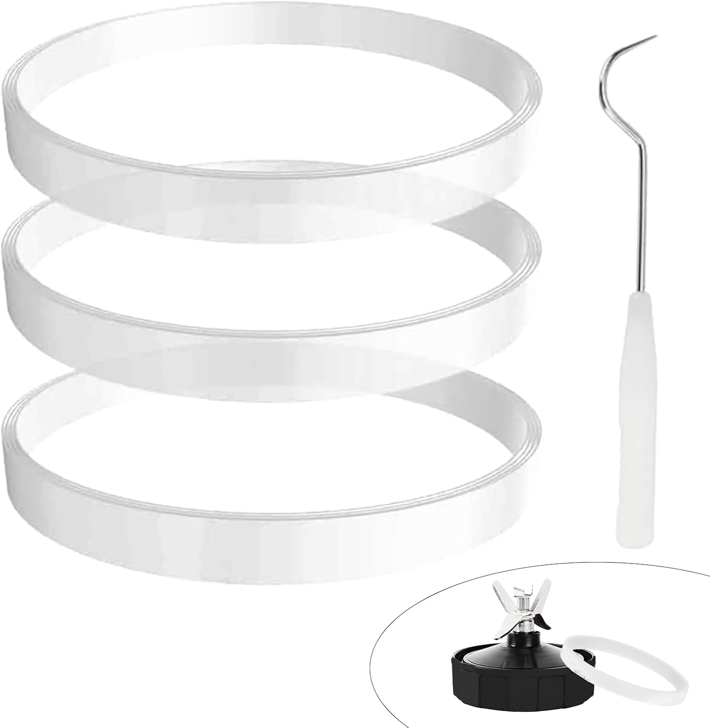 Luojinluoda 3Pcs Gasket Seal Rings for Nutri Ninja - Replacement Compatible Seal Ring for Auto IQ/PRO - Premium Gasket Ring Set Perfect Fit for Ninja Blender Cups, Includes Bonus Dental Tool as Hook image number 1