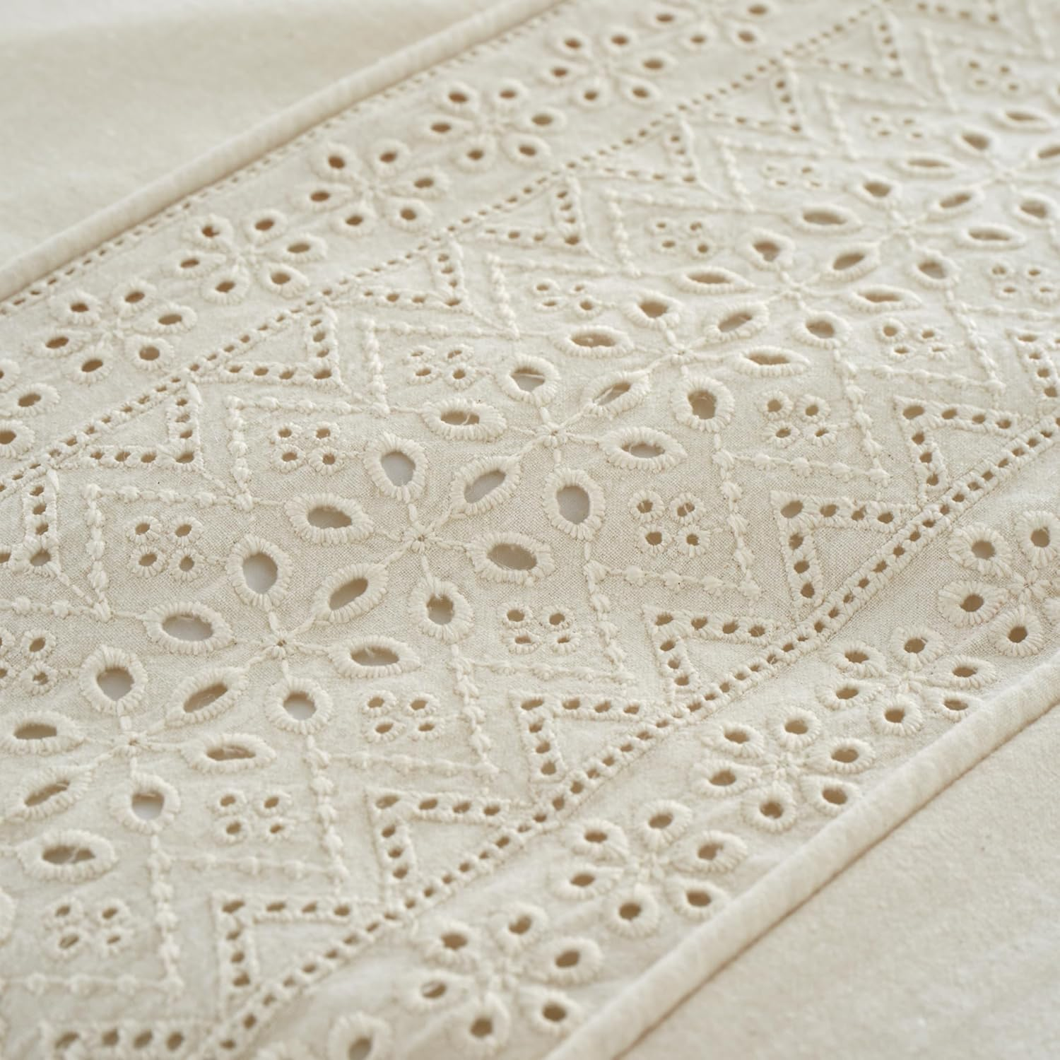 Catherine Lansfield Broderie Anglaise King Duvet Cover Set with Pillowcases Cream image number 1