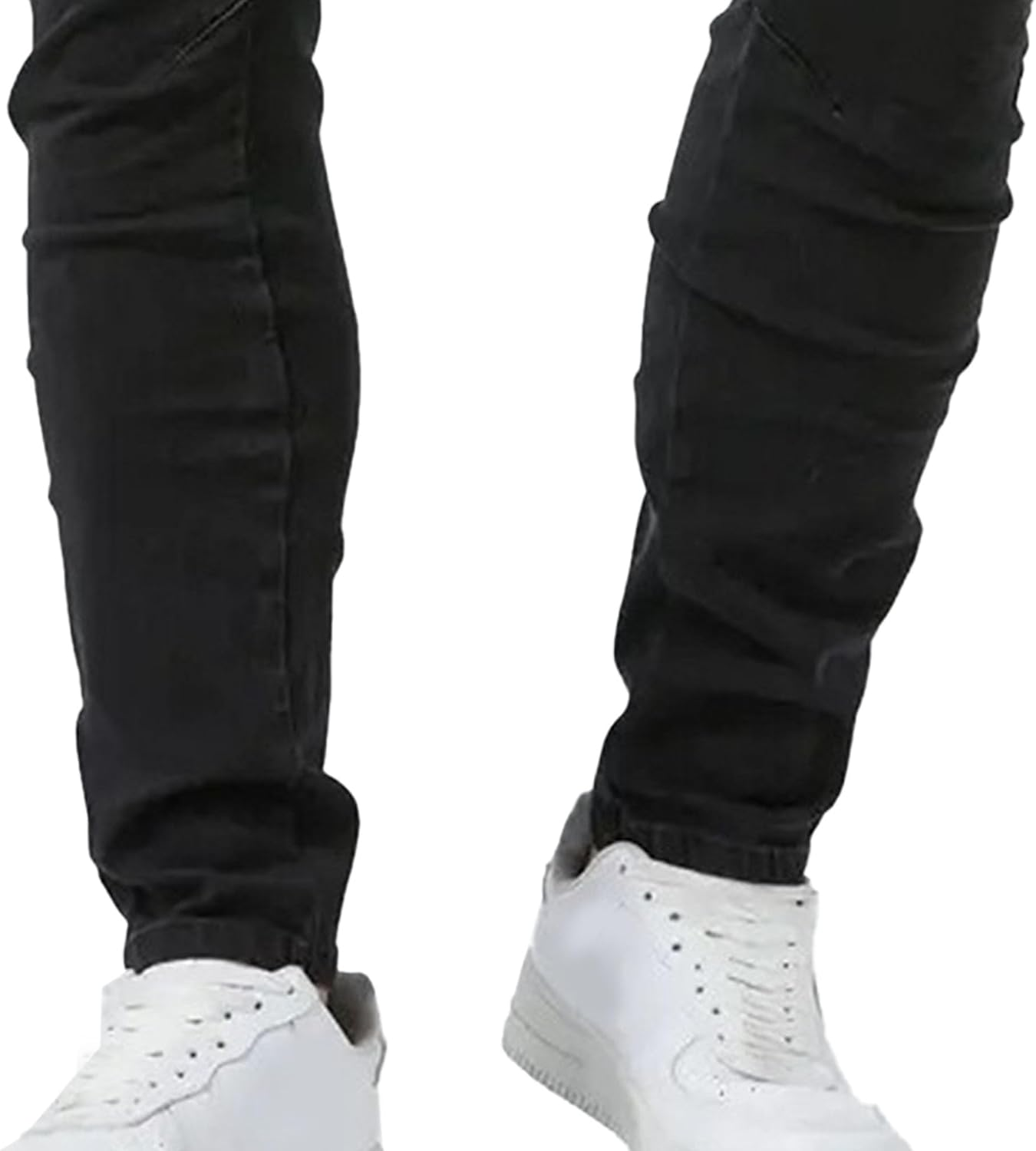 Men'S Skinny Cargo Jeans with Pocket Washed Stretch Slim Fit Denim Pants Comfort Regular-Fit Tapered Jean, Black, XL image number 3