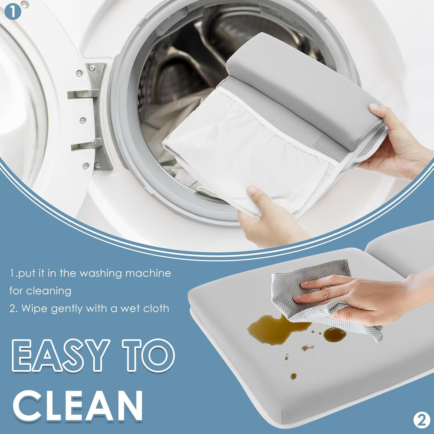 Bath Kneeler Set, Foldable Non Slip Bath Elbow Rest Pad, Comfortable Non-Slip Kneeling Mat Cushion, with Toys Organizer, Foldable Foam Mat, for Baby Bathing Time image number 2