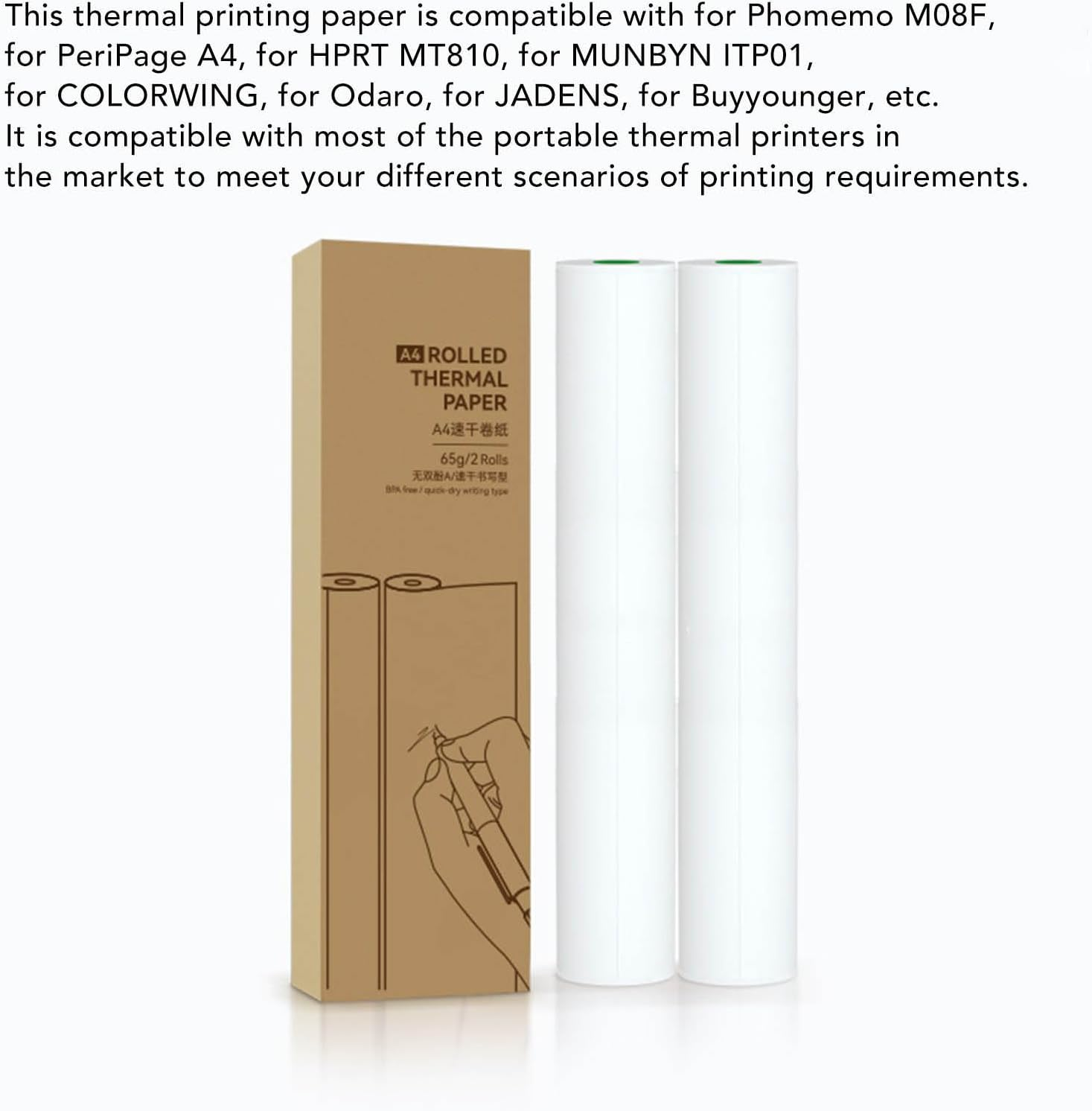 2 Rolls A4 Thermal Printer Paper 210X30Mm Refill for Printing Sketches Invoices and More Ideal for Use with Thermal Printers for Clear and Reliable Prints Great for Office Business image number 5