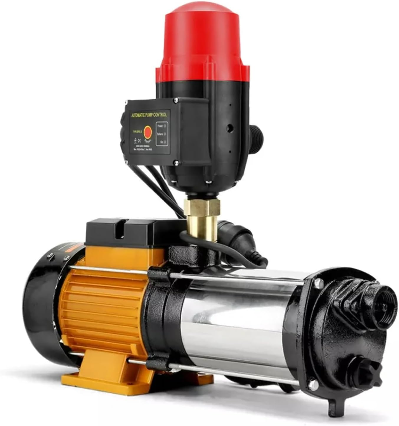 EZONEDEAL Self Priming Water Pump, 2000W 240V Electric High Pressure Garden Pumps Controller Irrigation for Pool Pond Tank Home Farm, Portable Automatic Switch Anti-Rust Stainless Steel Body image number 5