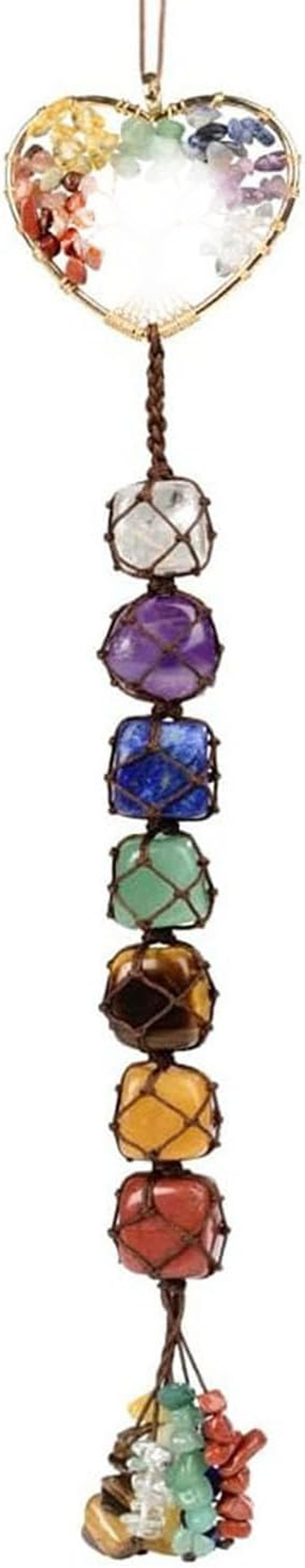 Tree of Life Wall Decor with 7 Chakra Stones - Healing Crystals for Meditation and Yoga, Feng Shui, Christmas Home Decoration, Crystal Car Hanging Ornament image number 1