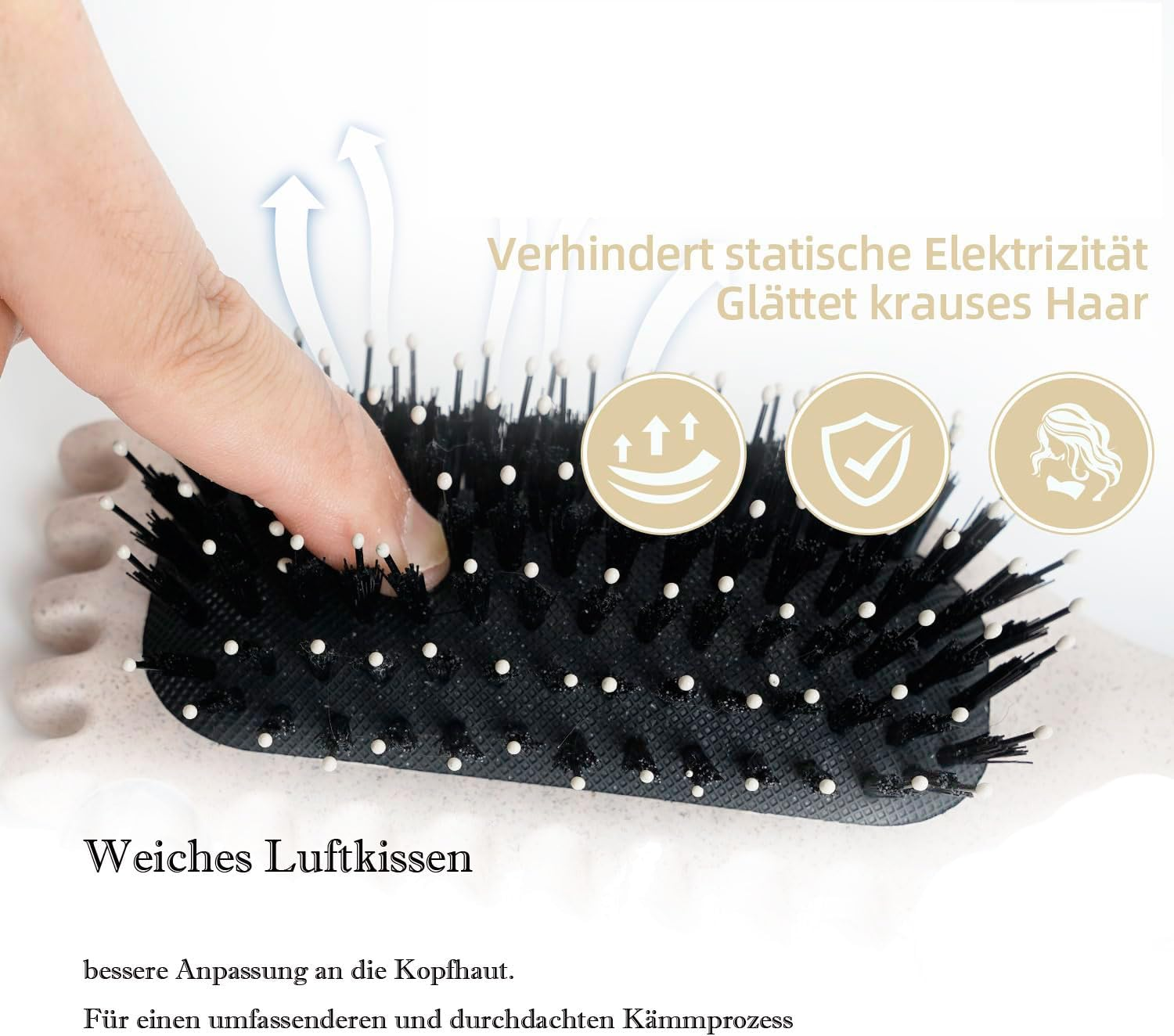 Jushion Curl Brush, Hair Brush, Strands Comb, Professional Curling Brush, Styling Tools, Plastic Comb, Bouncy Curl Brush for Detangling, Shaping and Defining (Beige) image number 4