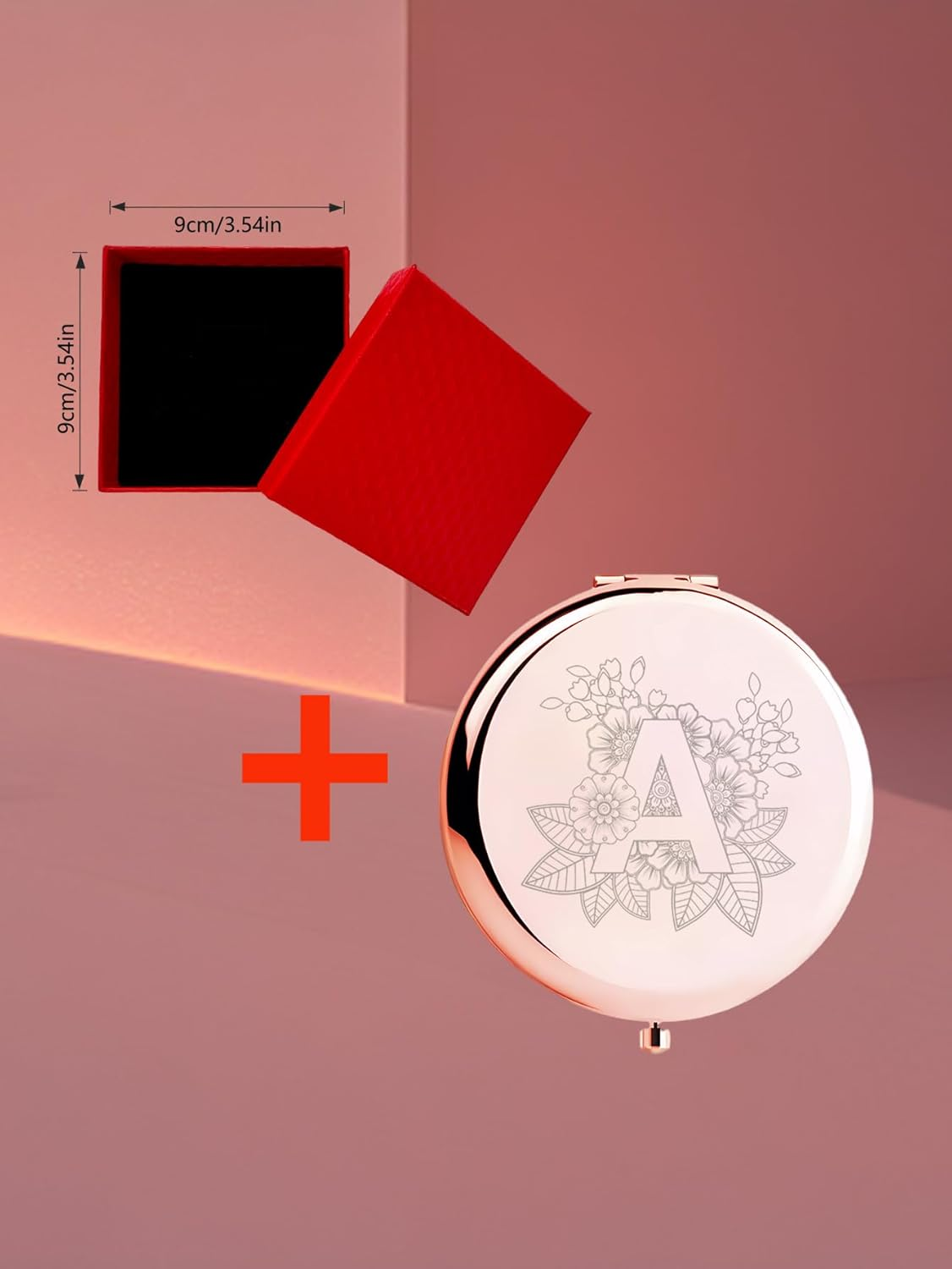 Rose Golden Compact Makeup Mirror, A-Z Surname Style Design, Perfect Present for Birthday Present, Christmas, Mother'S Day, Sister Gifts and Best Friends Gift. 1X/2X Magnifying, Foldable Cosmetic, U - Q image number 7