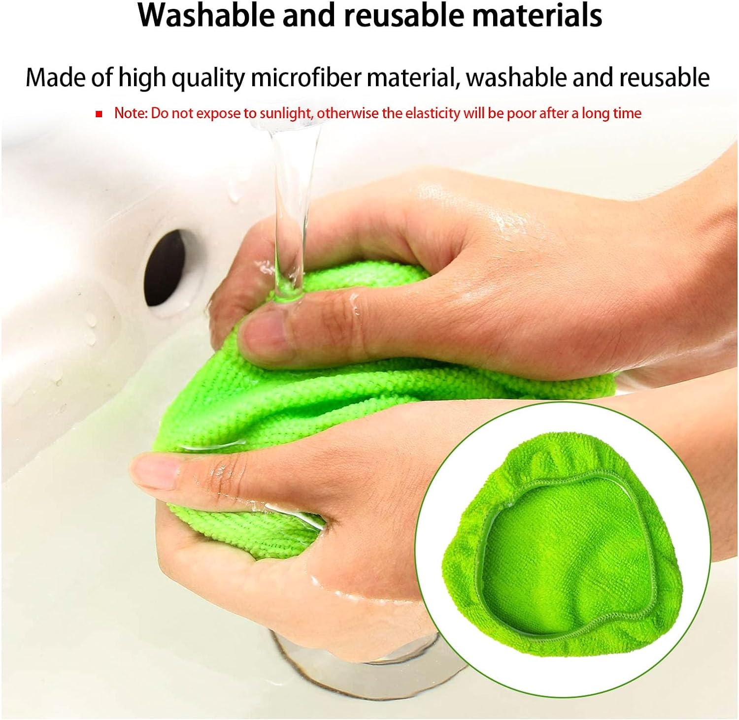 Ziciner 8 PCS Car Care Microfiber Cloths for Windshield Cleaner, Replaced Microfiber Pads Cover Kit, Car Windshield Cleaning Tool Bonnets, Interior Auto Window Cleaner Washing Pads (8 PCS) image number 3