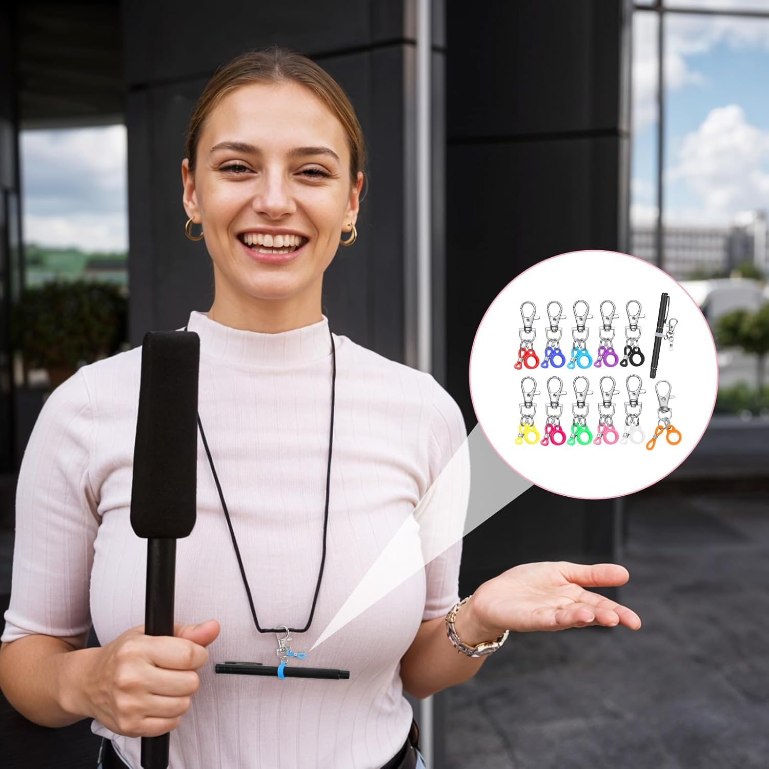 Xinghonyac 12 Pcs Silicone Pen Holder Clip, Colorful Pen Clips, Pen Clip with Lobster Clasp, Pen Holder for Lanyard Clip, Pen Lanyard for Nurses, Can Be Hung on Backpacks, Belts, Wallets image number 1