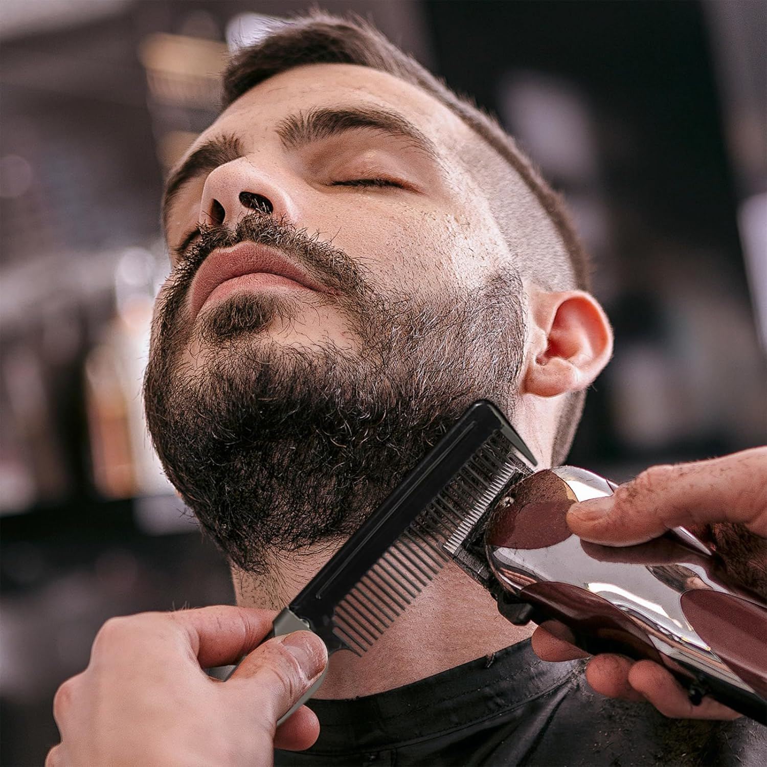 Ziyonix Portable Moustache Comb, Folding Beard Comb, Pocket Beard Comb, Foldable Comb Hairdressing Tool for Men with Handle for Men, Salon, Home Styling image number 4