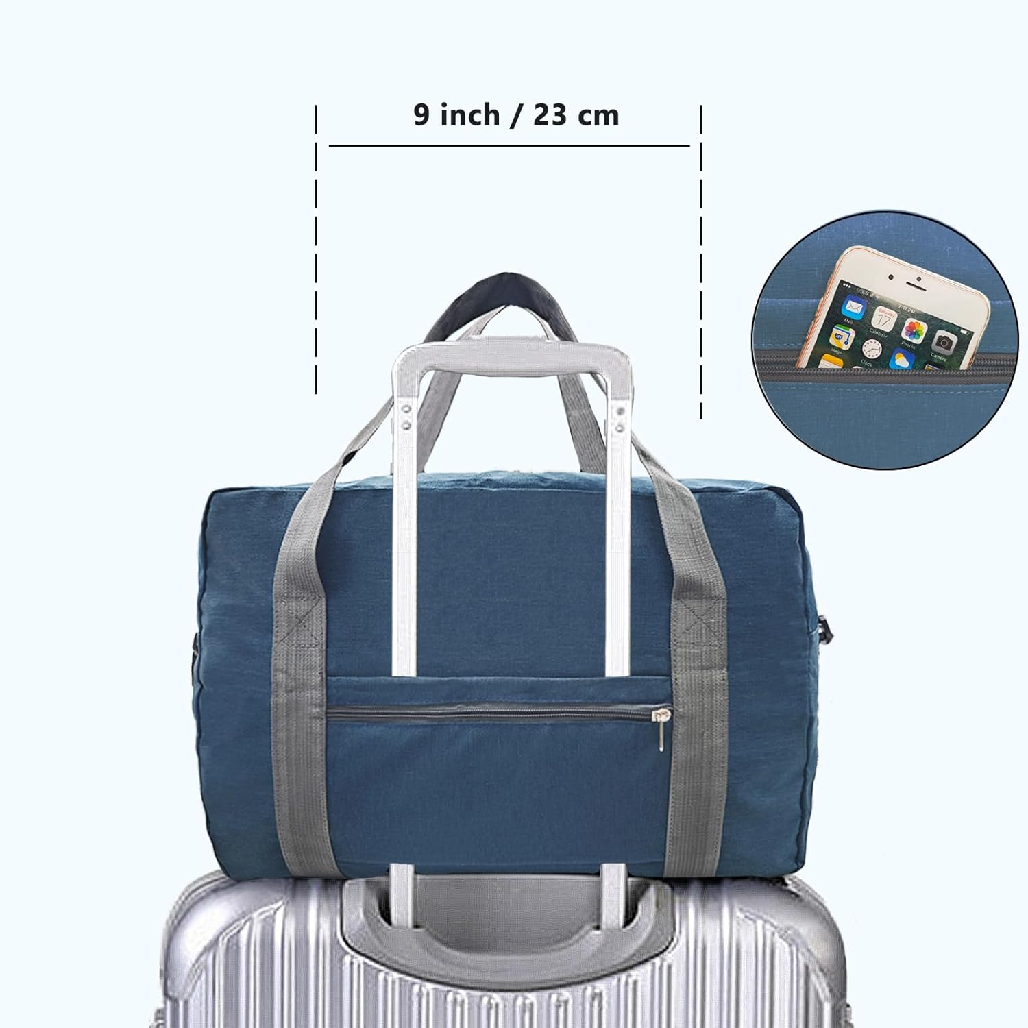 Lifwimner for Spirit Airlines Personal Item Bag Underseat Carry-On Luggage Foldable Travel Duffle Bag for Airplanes, Navy, 30L, Trendy image number 3