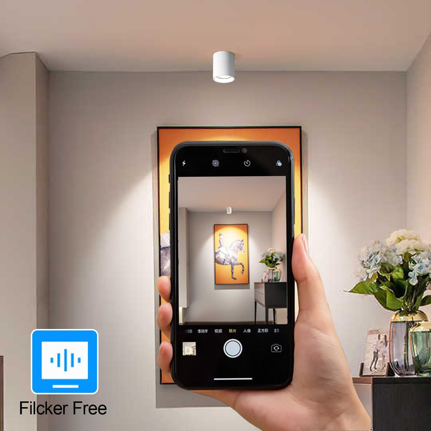 LED Flush Mount Ceiling Spot Light 10W 3000K Warm White Adjustable Tilt Angle Ceiling Light Fixture Indoor White Finish for Picture Art Wall Shop image number 1