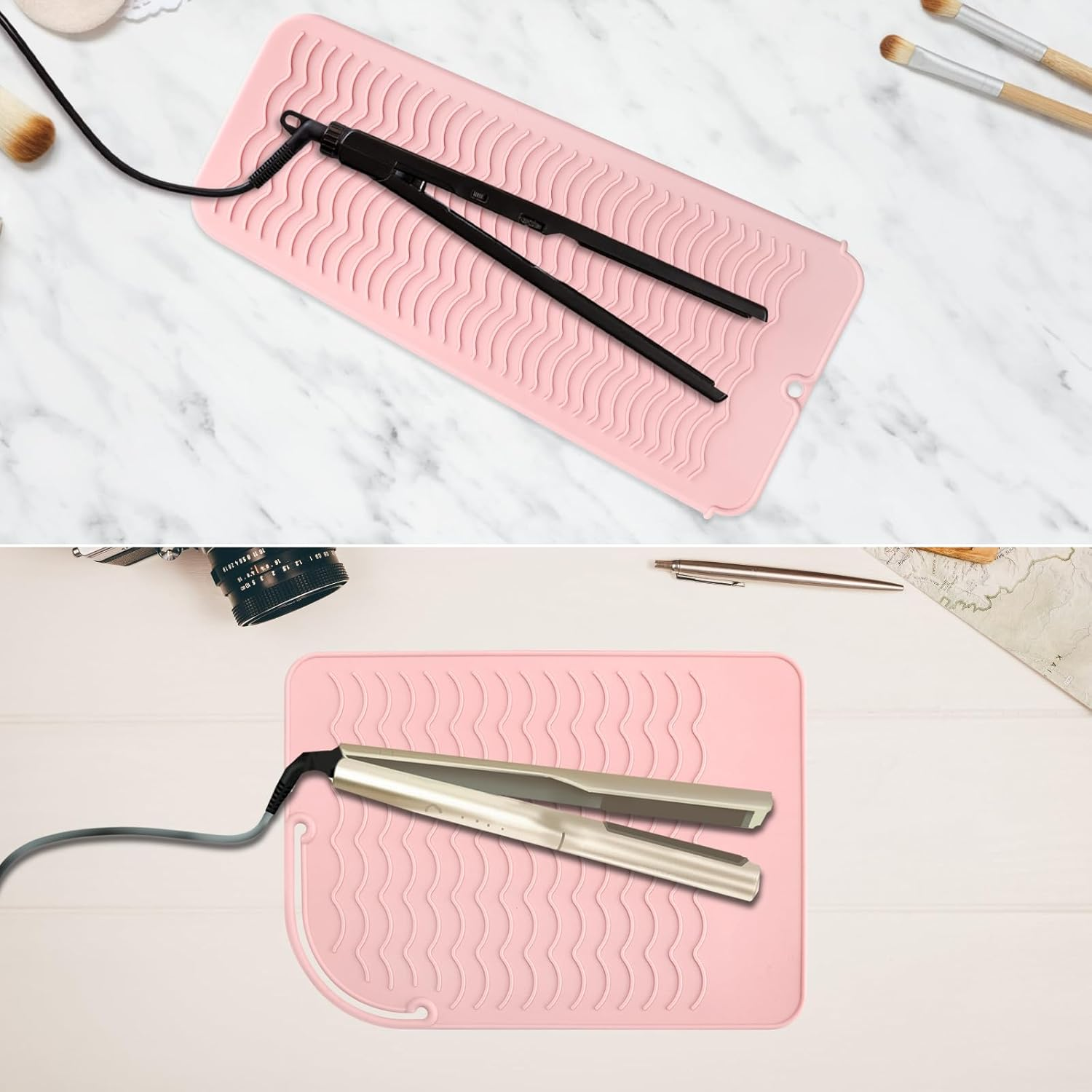 4 Pieces Heat-Resistant Silicone Mat with Hanging Hole Style for Curling Irons, Hair Straighteners, Heat-Resistant Underlay, Straighteners and Hair Styling Tools, Heat Mat, Straighteners, Heat image number 2