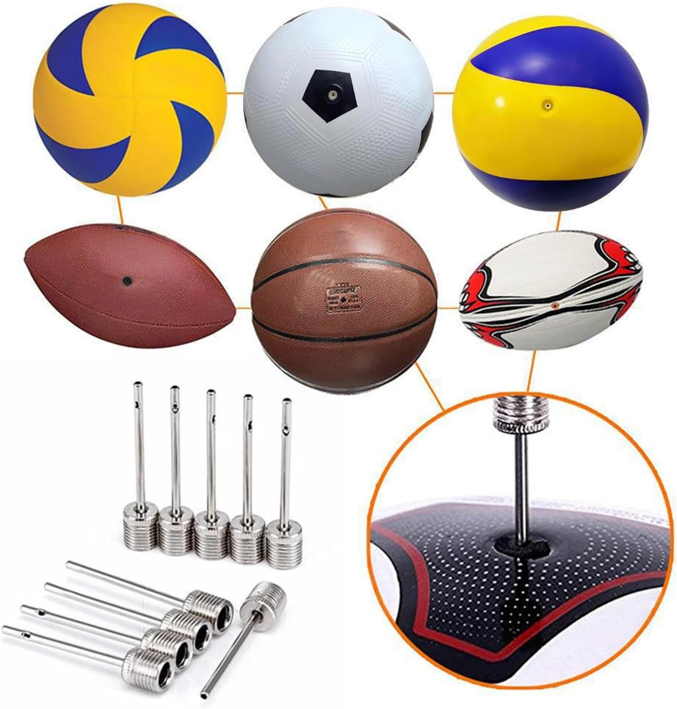 35 Pcs Stainless Steel Ball Pump Needles with Storage Box,Inflation Pump Accessories,Air Inflation Needles,Suitable for Basketballs, Footballs,Volleyballs and Other Sports Balls image number 2