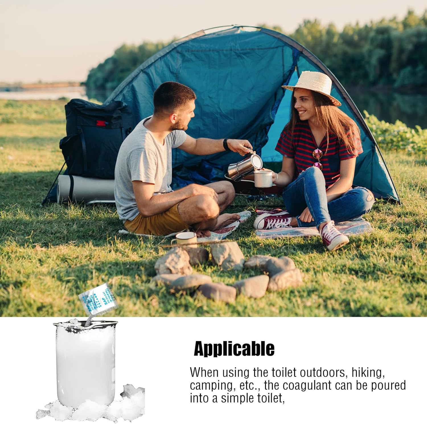 Urine Absorbent Powder | 50Pcs Poo and Urine Absorbent Gel | Deodorization Liquid Waste Gelling Tool for Camping, Fishing, Traveling, Hiking image number 5