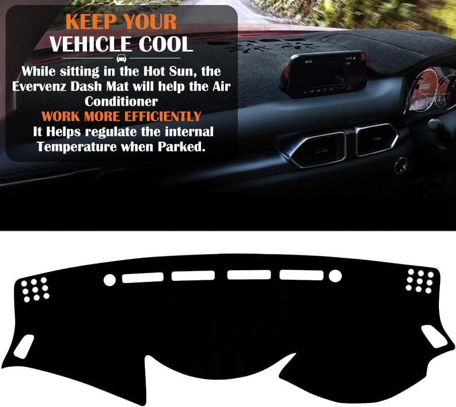 Evervenz Dash Mat for Nissan Navara 2015 2016 2017 2018 2019 2020 2021 2022 2023 2024 2025 Microfiber Leather（Without HUD） Dash Cover Dashboard Cover Navara02 - Flannel image number 6