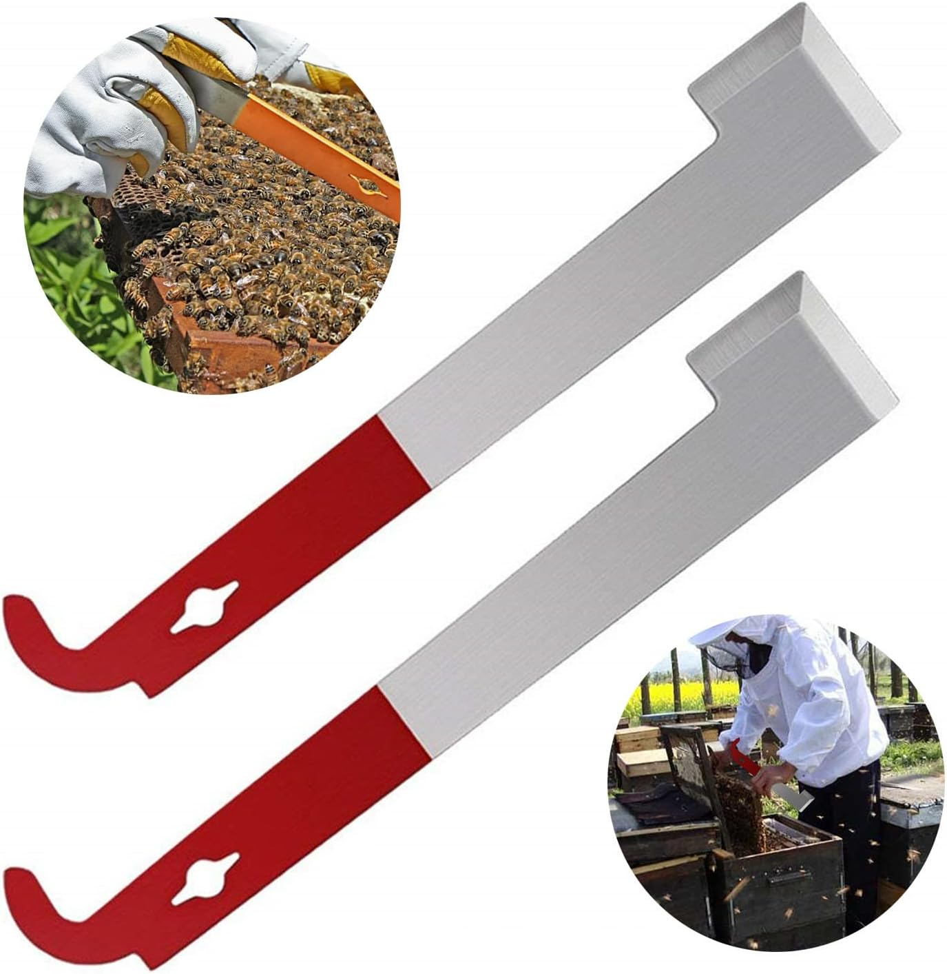 2 Pack Stainless Steel Beehive Scraper Beekeeping Tool, Hive Tool J-Hook Bee Hive Tool,Stainless Steel Bee Hive Scraper,Cleaning Beekeeping Supplies and Bee Hive image number 2