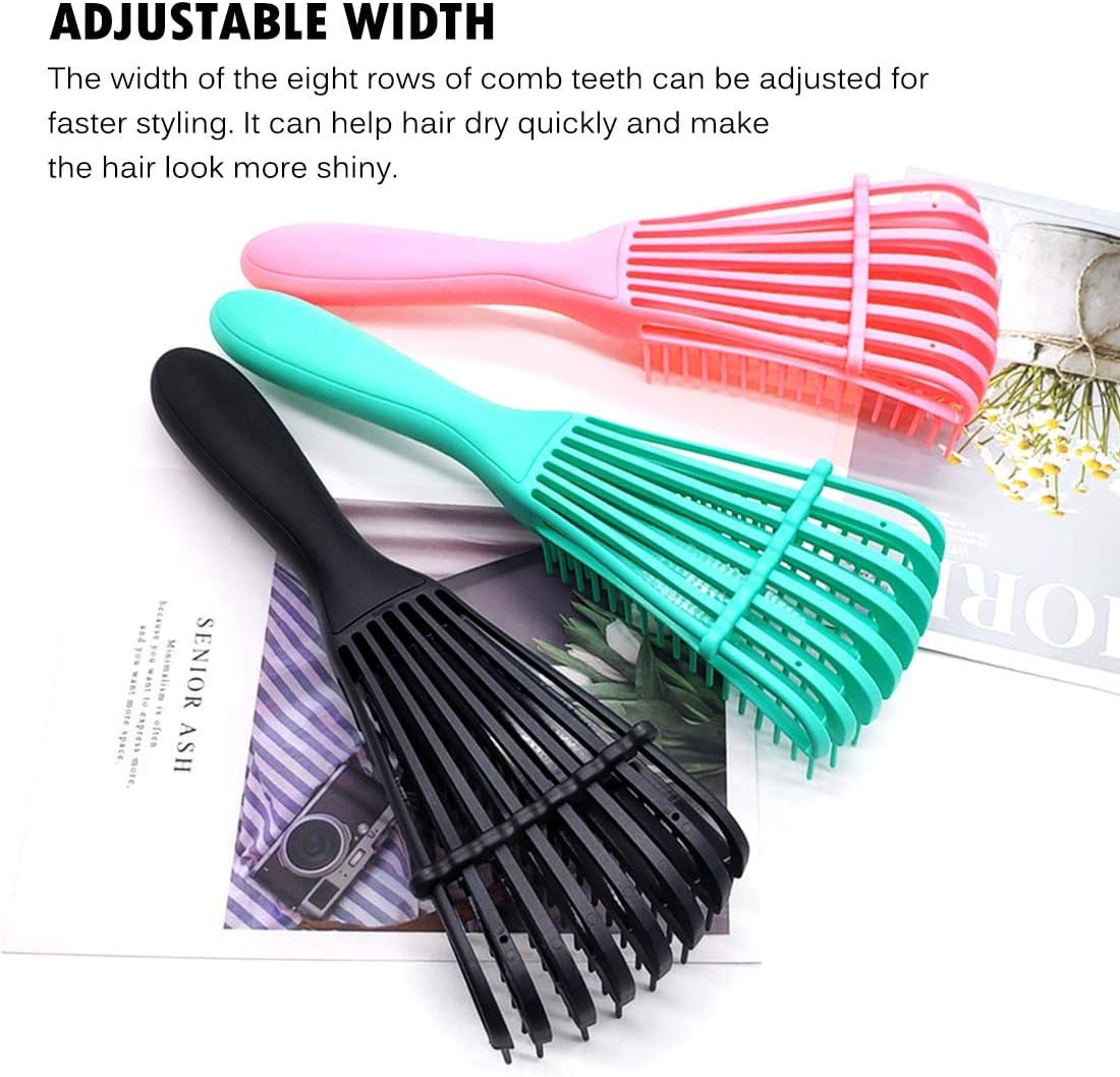 (2 Pcs, Pink-Black) - Detangling Brush for Afro America/African Hair Textured 3A to 4C Kinky Wavy/Curly/Coily/Wet/Dry/Oil/Thick/Long Hair, Knots Detangler Scalp Massage Comb Hair Detangler for Women (2 Pcs, Pink-Black) image number 4