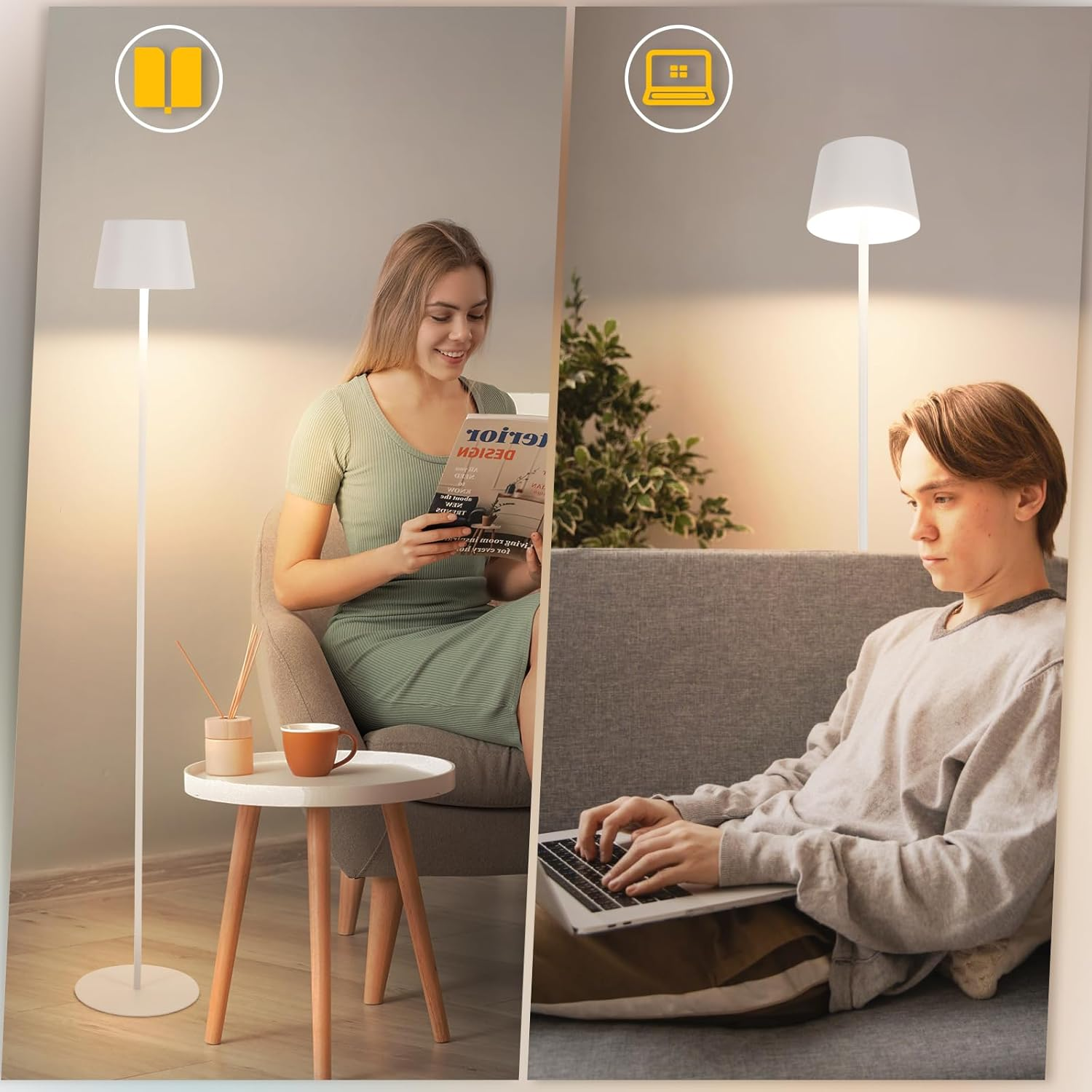 Homefire Outdoor Solar Floor Lamp 120 Cm: LED Floor Lamp Living Room Dimmable 3000 K - 6500 K with USB-C Rechargeable Battery White Wireless Floor Lamp Height Adjustable Waterproof for Indoor Garden image number 6