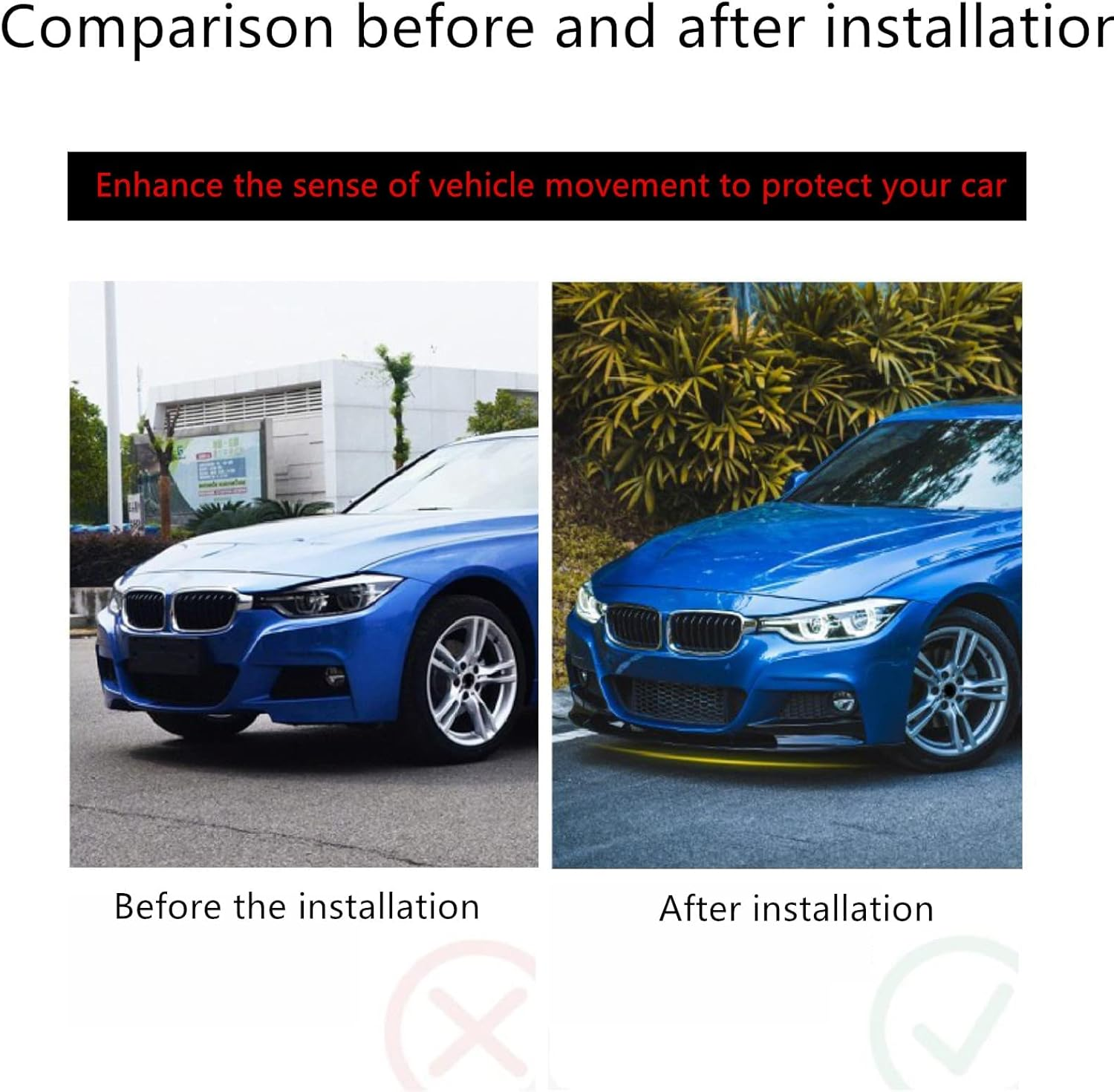 ZZDSNJ Front Lip for 2013-2018 BMW 3 Series F30 F35 Base Bumper,Glossy Black ABS Bumper Spoiler for 320I 325I 328I 335I M Sport Front Bumper Lip image number 2