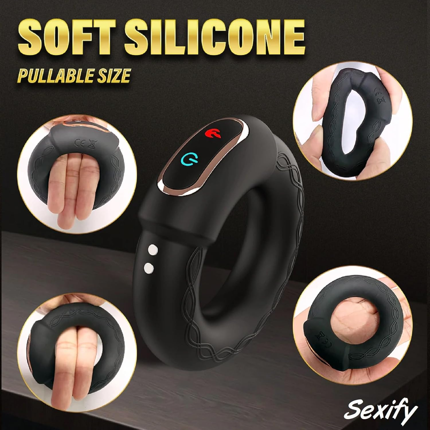 Vibrating Cock Ring 10 Vibrations with Heating Penis Ring Vibrator Toys for Men Adult Delay Ejaculation Male Couples USB Rechargeable Sex Toy image number 3