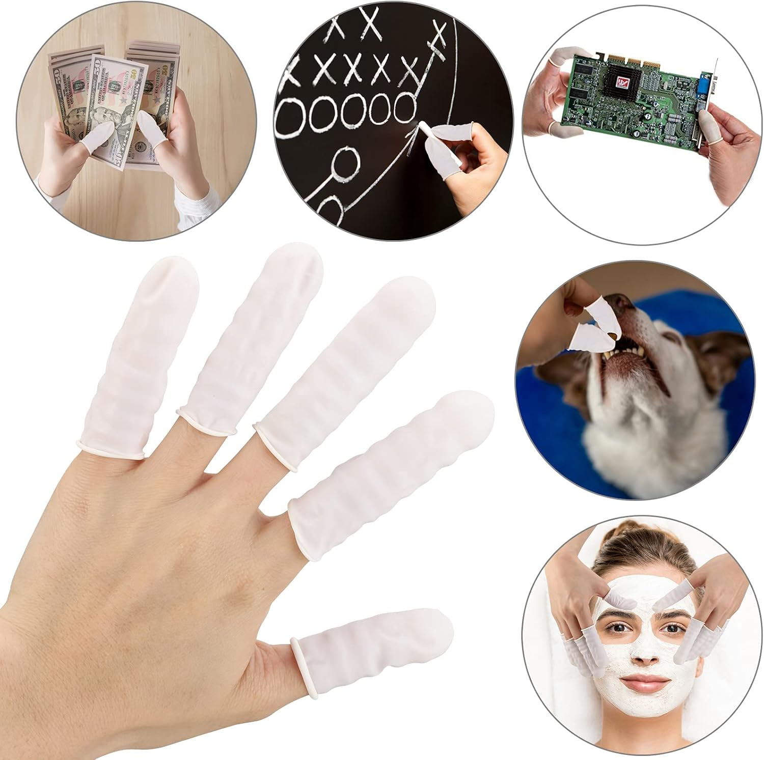 400 Count Latex Finger Cots Large Fingertip Gloves Disposable Finger Rubber Tips Protector Anti-Static image number 1