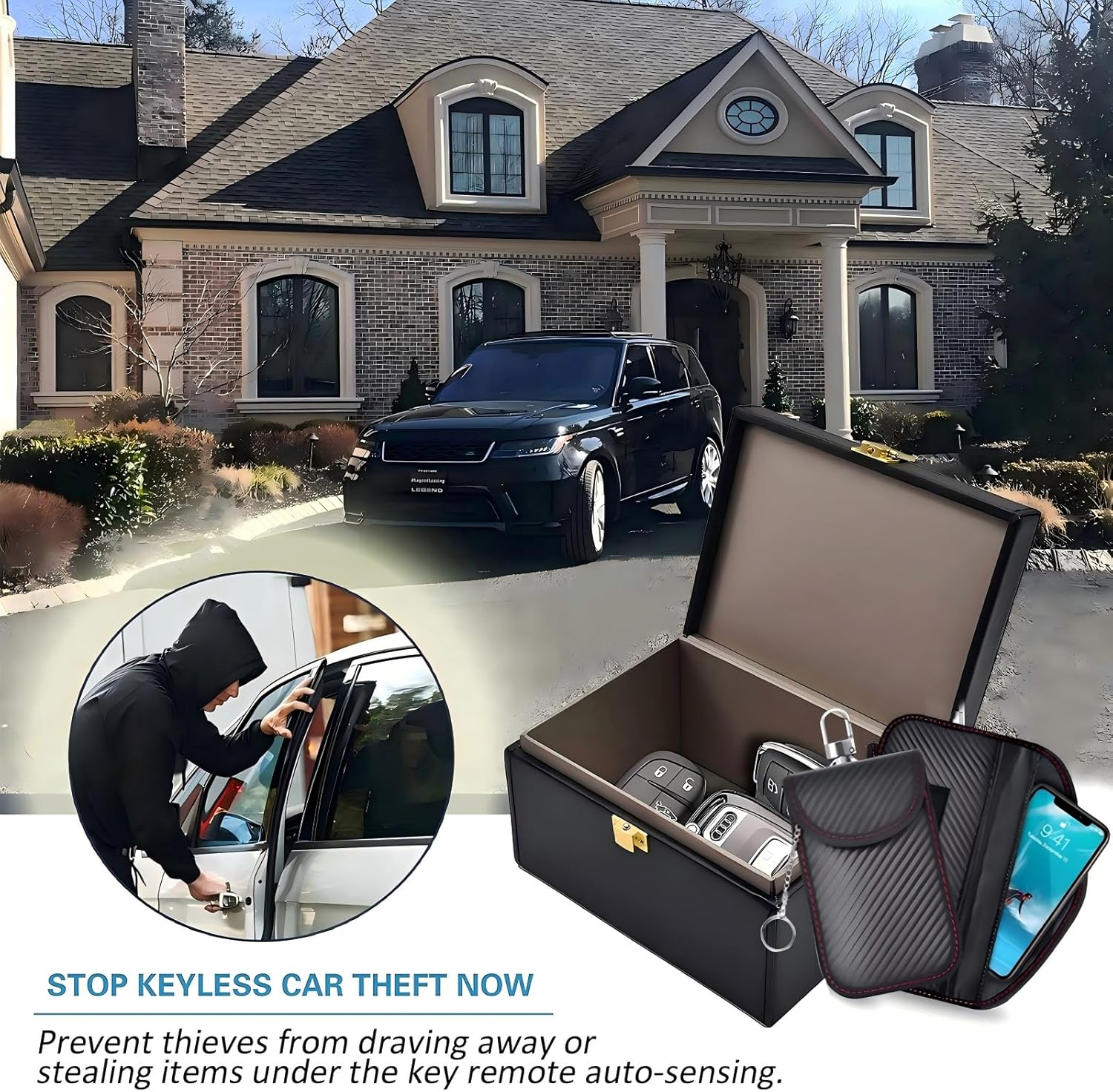 Faraday Box, with Faraday Bags Car Key Signal Blocker Box, plus 2 Pack Faraday Pouch, Mobile Phone, Key Fob Protector, Key Fob Cage Block Signal Anti-Theft Fob Case,Rfid Signal Blocking (Extra Large) image number 2