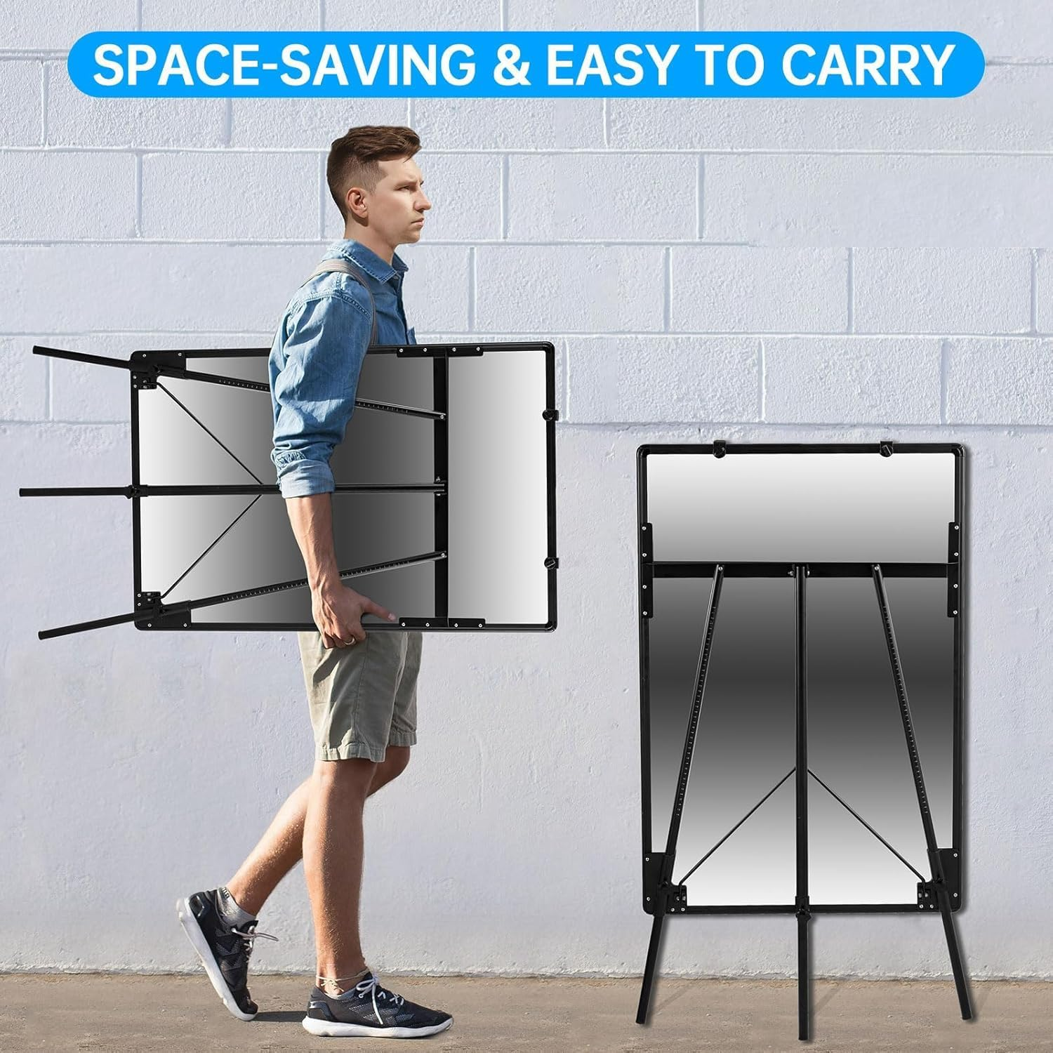 Homodoskey White Board with Stands 36" X 24" Whiteboard Easel Standing Magnetic Dry Erase Board Portable Tripod Height Adjustable Easel for Office School Home 8 Markers 8 Magnets 1 Eraser (Black) image number 5
