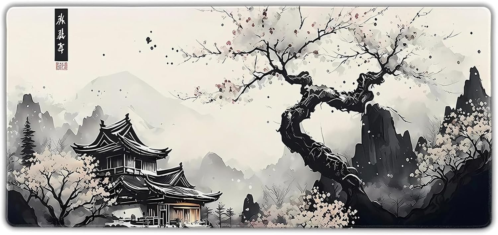 FACAICAI Mouse Pad, Large Desk Mat, Anime Gaming Keyboard Mat, Non-Slip Rubber Base, Big Extended Desk Protector for Home Office (Cherry Blossom, 30 X 80Cm)