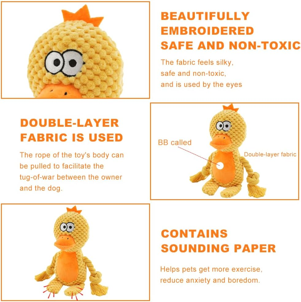 2025 Plush Dog Toy - Squeaky & Indestructible Chew Toy for Small Medium Dogs, Interactive Soft Stuffed Toy, Washable & Lightweight for Puppies (Duck)