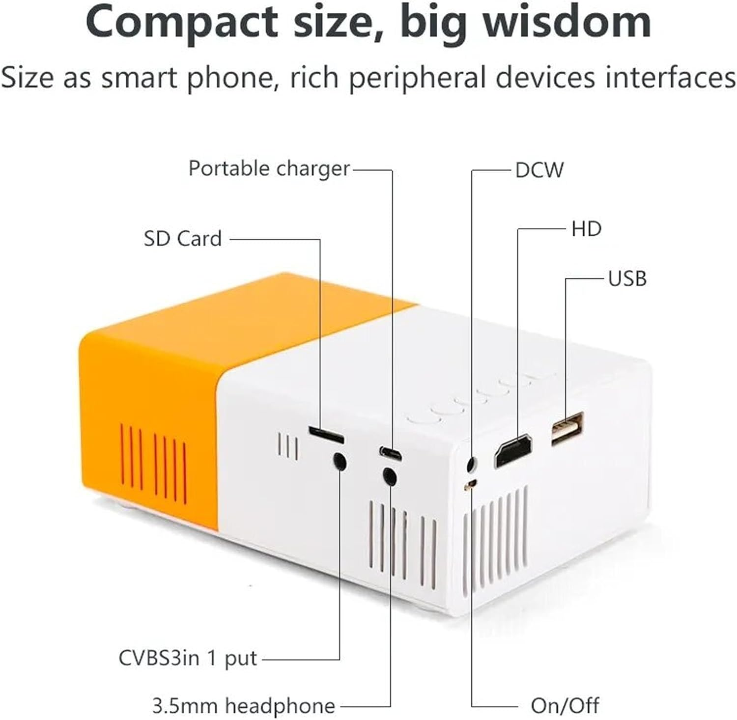 Mini Projector, Full HD 1080P Video Projector Built in Hifi Speaker, Portable LED Pico Projector Compatible with HDMI,USB,AV, TF Card, Home Theater Movie Projector for Kids (AU image number 5