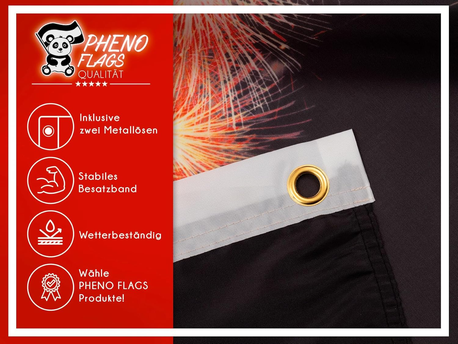 PHENO FLAGS Happy New Year Flag 90 X 150 Cm - Weatherproof Flag with Metal Eyelets and Special Sealing Technology - Double Hemmed Flag with Brilliant and Vibrant Colours image number 3