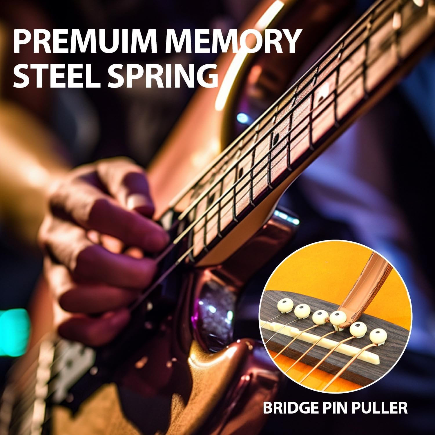 Guitar Capo, T Tersely Guitar Accessories Trigger Capo Clip with 5Pcs Guitar Picks for Acoustic and Electric Guitars,Ukulele image number 5