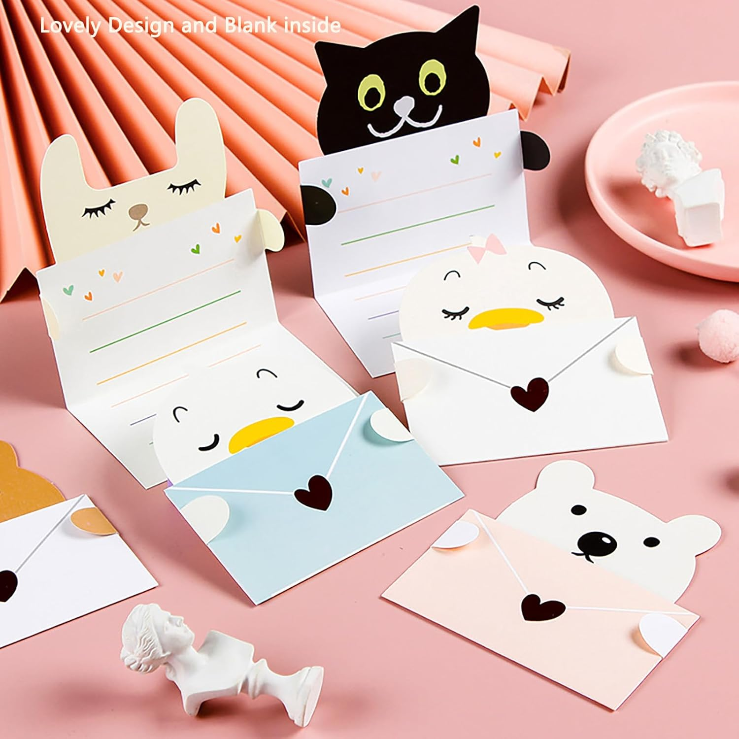 18 Pieces Cute Animals Greeting Cards Assortment Cartoon Animals Greeting Card, Cute Memo Card Lovely Message Card Business Card Thank You Card Birthday Card Mothers Day Card Letter Writing Card Invitation Card Cartoon Child with Envelopes image number 3