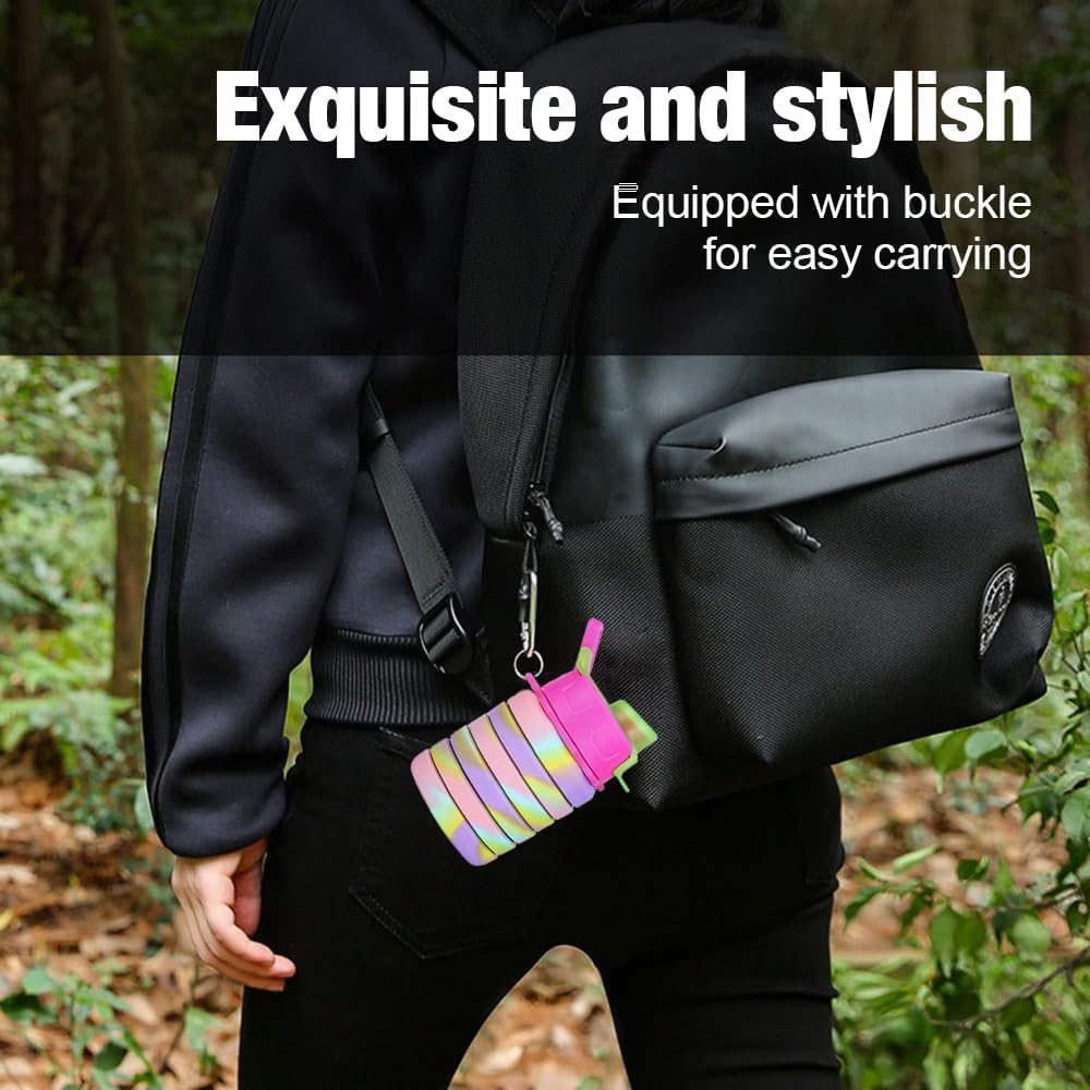 Portable Sports Water Bottle, Foldable Sports Water Cup, Camouflage, Colorful Soft Water Bottle (Unicorn) image number 2
