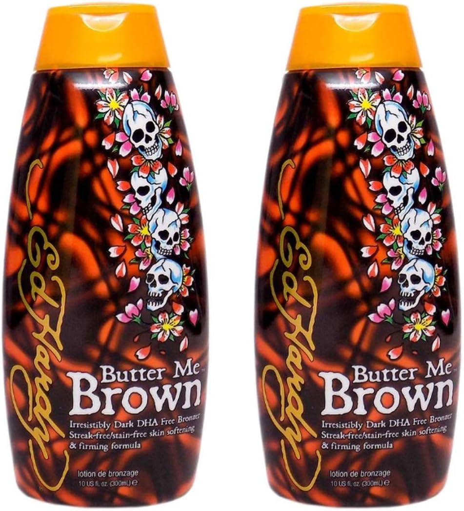 2 Ed Hardy Butter Me Brown Tanning DHA & Streak Free Bronzing Cream Lotion 300Ml