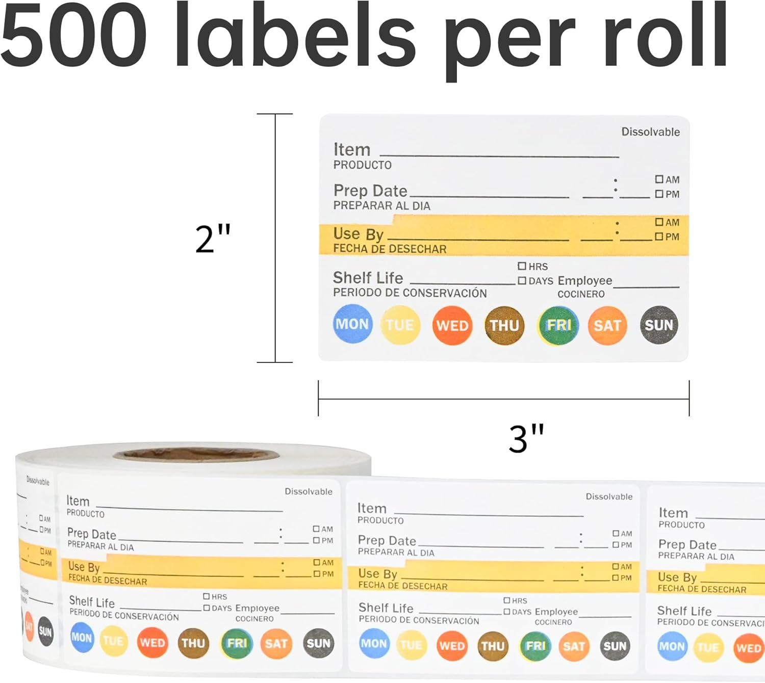 L LIKED Dissolvable Food Labels 2&rdquo;X 3" No Residue Food Storage Labels for Kitchen,Washable Mason Jar Label, Bottle Label,Easy to Write-500 Labels (Matte White