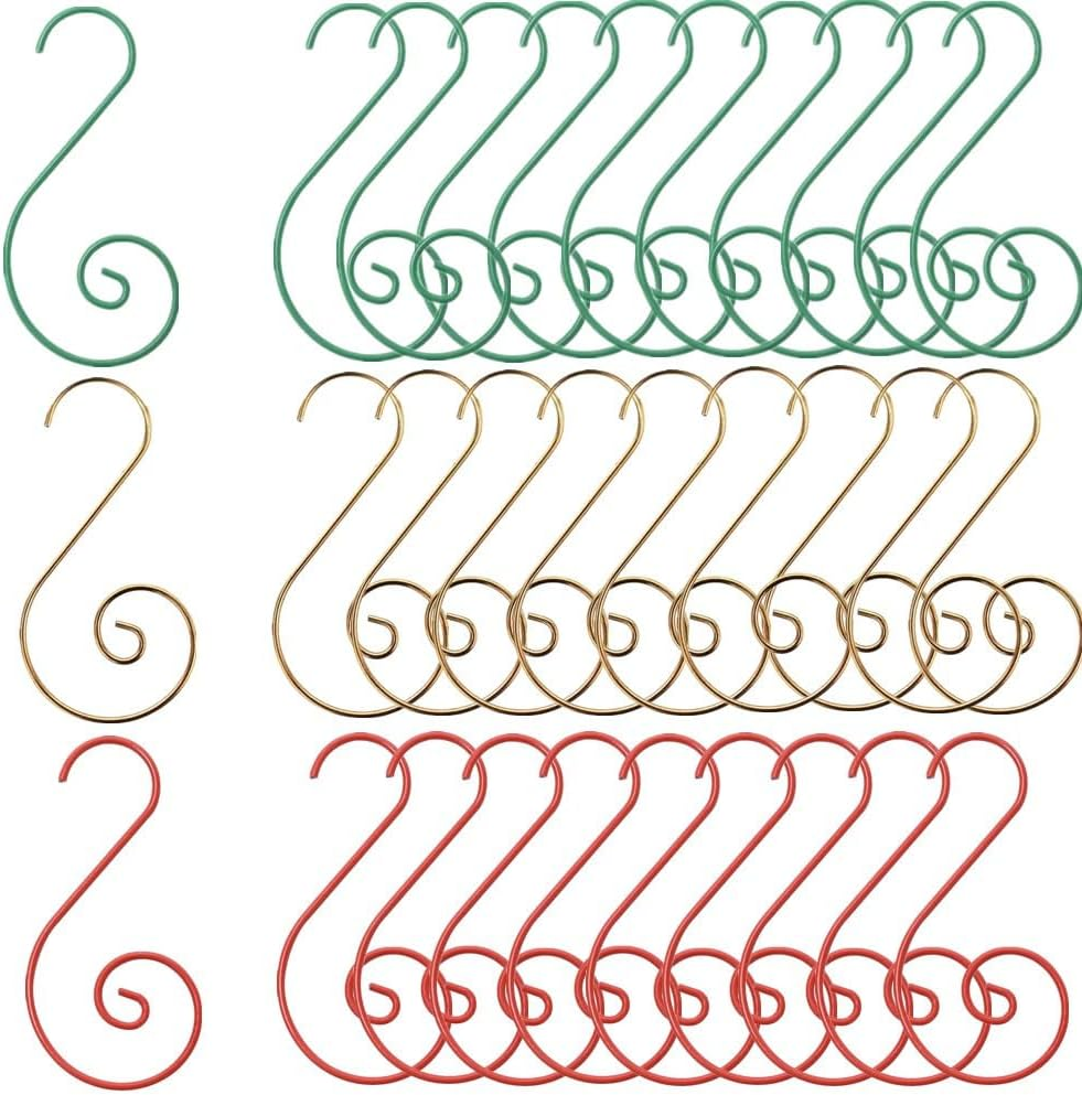 Supoice Christmas Ornament Hangers Hooks 120 Pcs Stainless Steel Green & Gold & Red Christmas Ornament Hooks Perfect for Christmas Tree Decorations image number 4