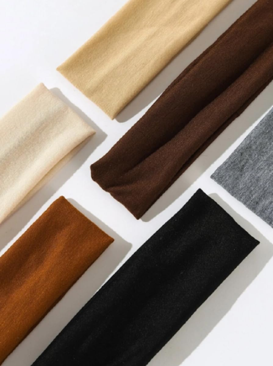 Headbands for Women 16 Pack Elastic Hair Bands for Women' Hair Non Slip Soft Cloth Fabric Sweat Headbands Yoga Running Sport Hair Accessories, Black Brown Beige Women Thick Headbands image number 5