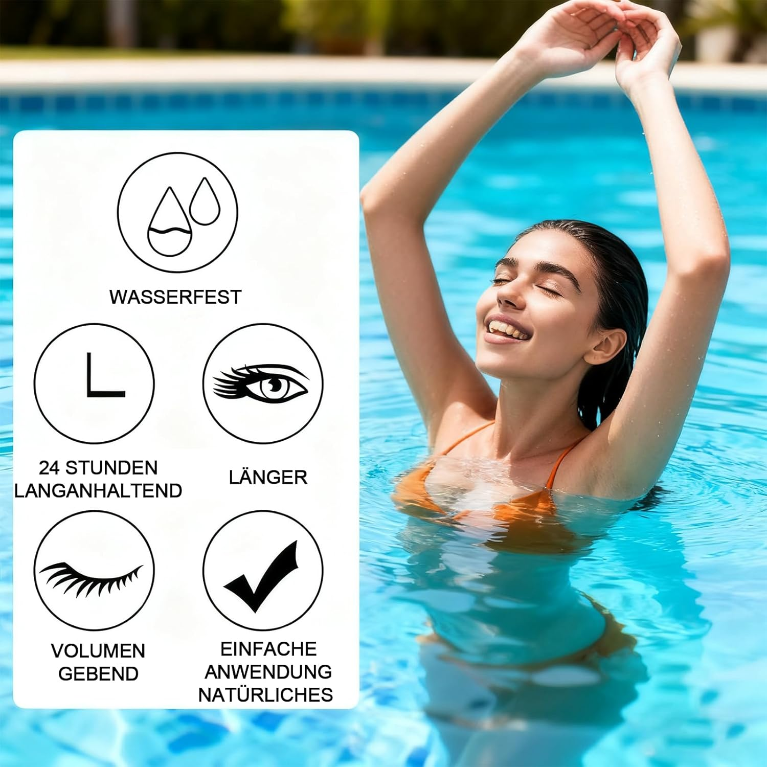 5D Mascara Waterproof & Sweat-Proof, Long-Lasting Mascara for Extremely Long Eyelashes, Mascara for Extra Volume & Definition Green image number 1