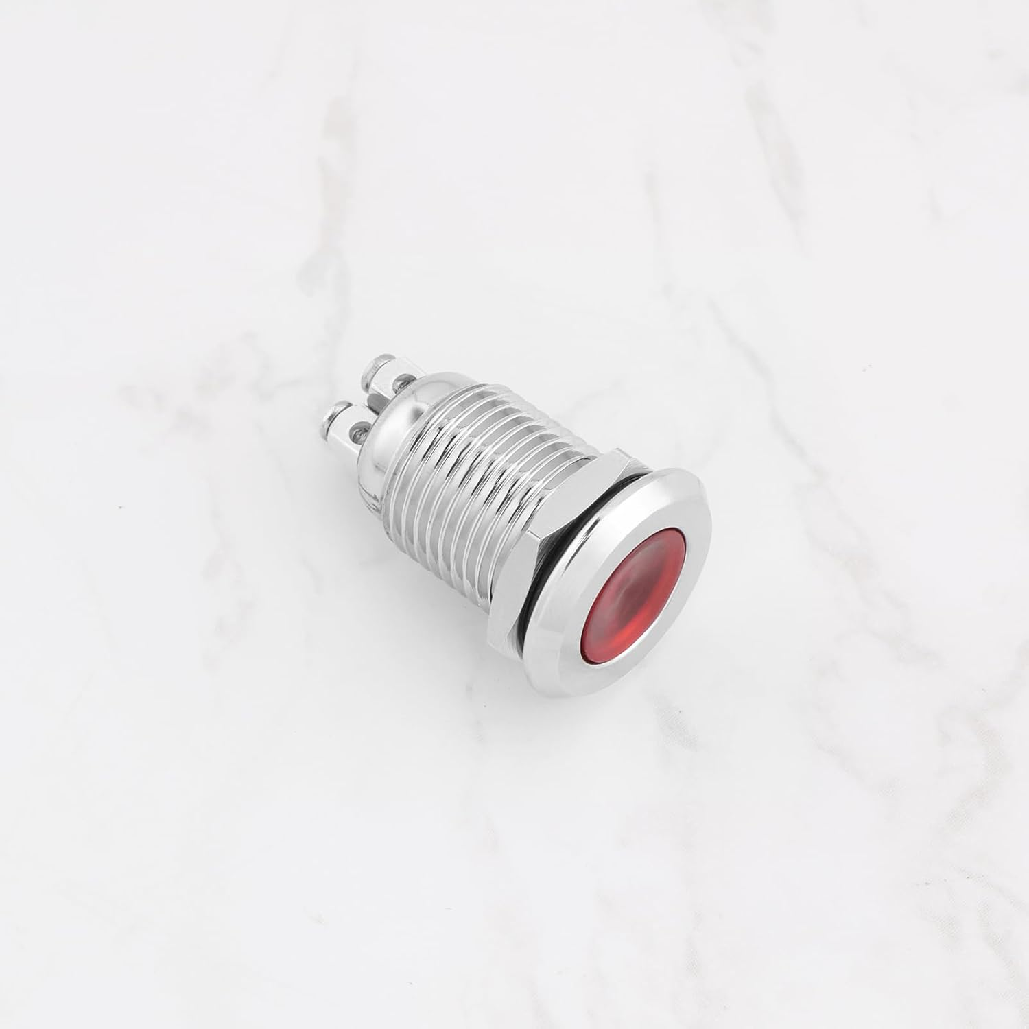 VGOL 2Pcs 12Mm Red Flat Stainless Steel Screw Foot Signal Indicator 12-24V for Signal Lights in Vehicles Control Cabinets Other Applications - Red image number 6