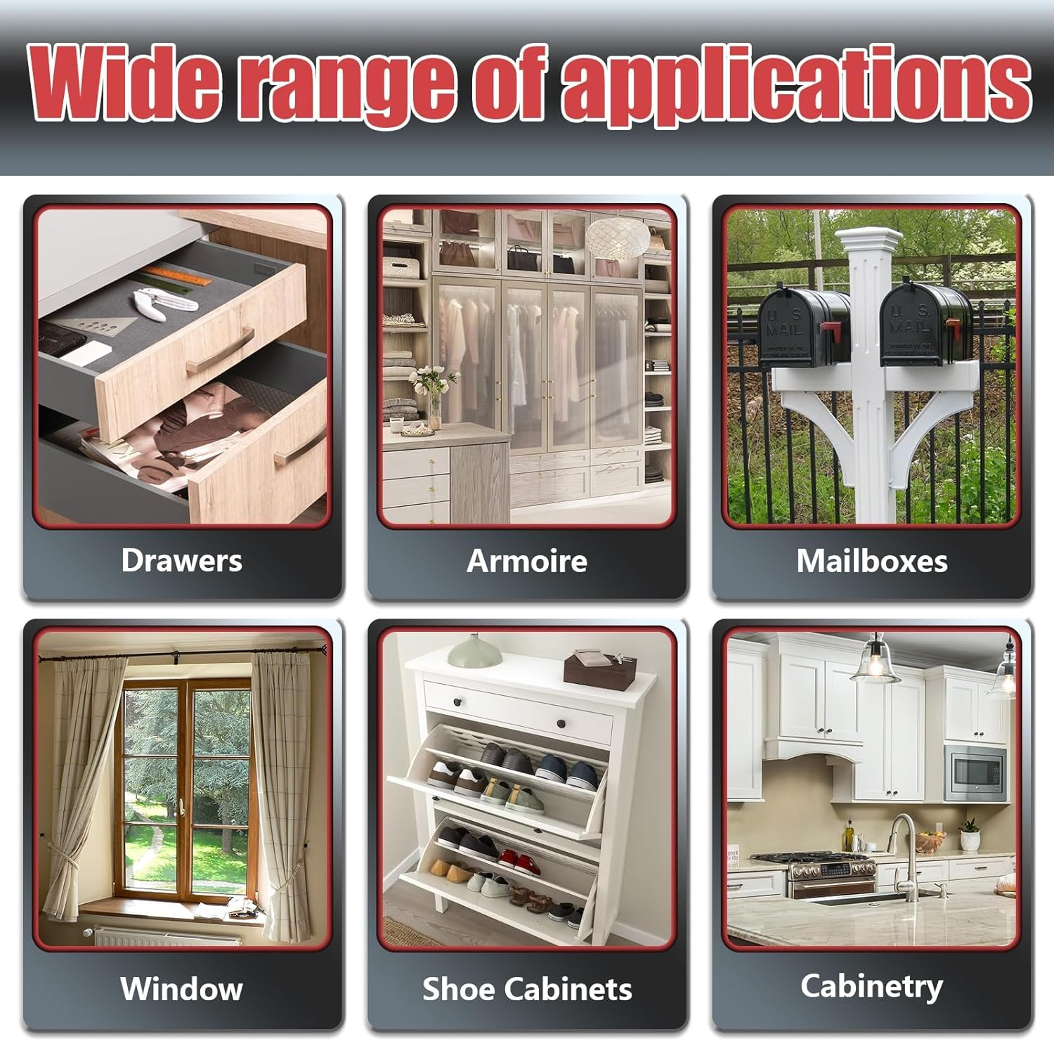 Magnetic Door Catch, Cabinet Magnetic Catch 6 Pack, Magnetic Door Closures for Cupboard, Kitchen, Closet, Closer, Sliding, Doors, Windows, Drawer image number 5