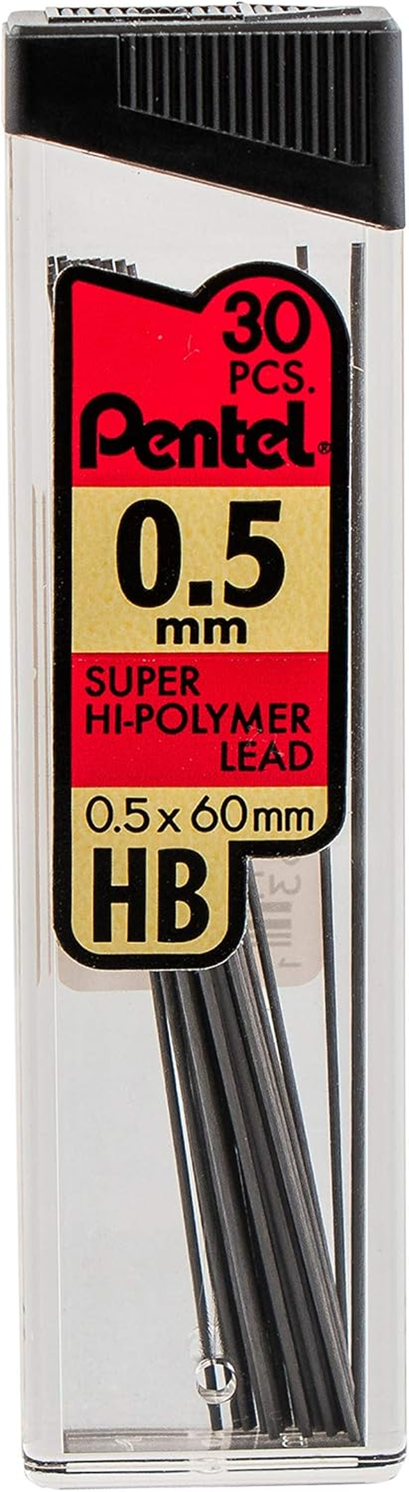 Pentel Super Hi-Polymer Refills, 0.5 Mm Fine, HB, 180 Pieces of Lead (C25BPHB6) image number 1