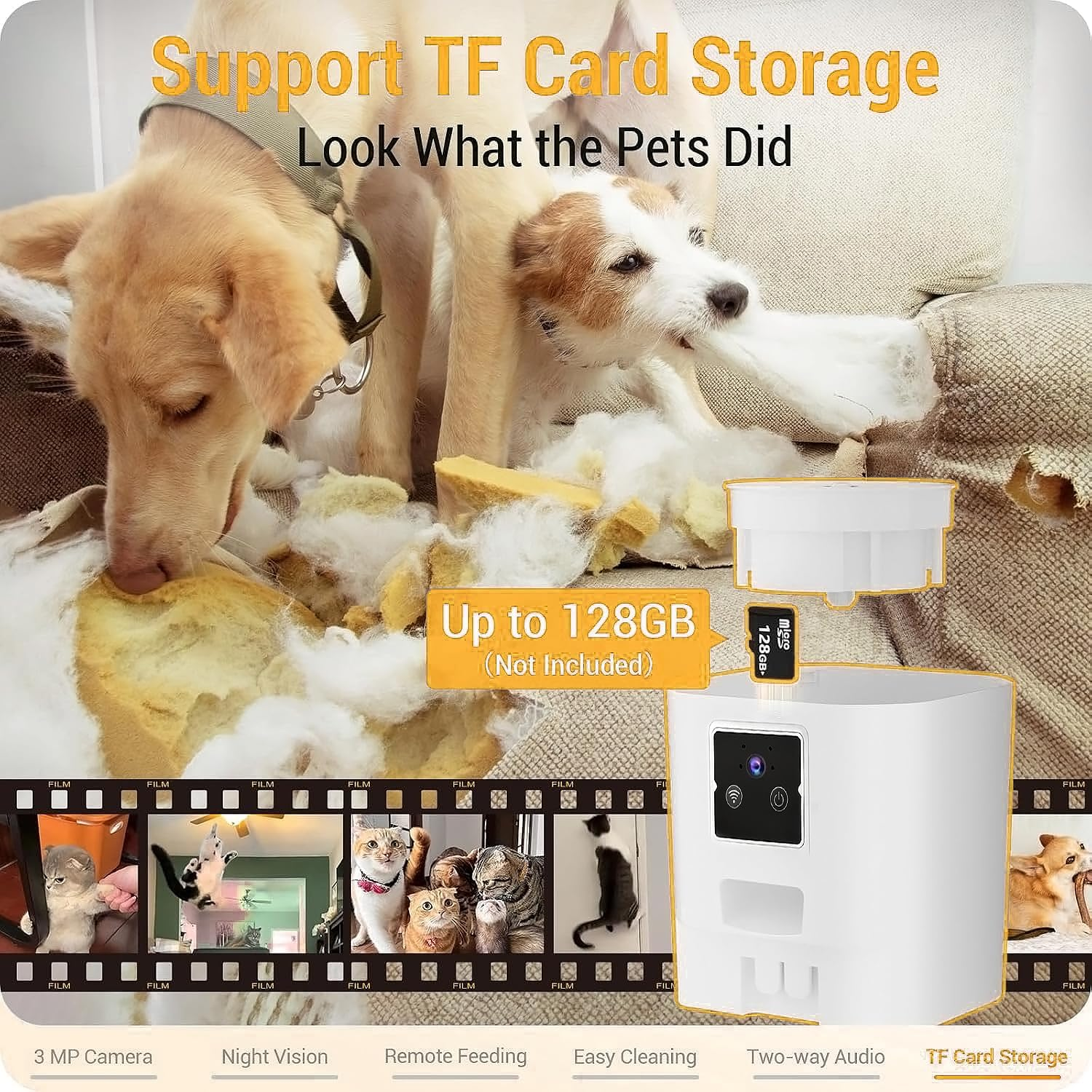 VIC Automatic Cat Feeder with 2K Camera: 5G Wifi Automatic Dog Feeder with Night Vision,Cat Food Dispenser with 7L Large Food Storage Container for Multiple Pet,Detachable for Easy Clean image number 2